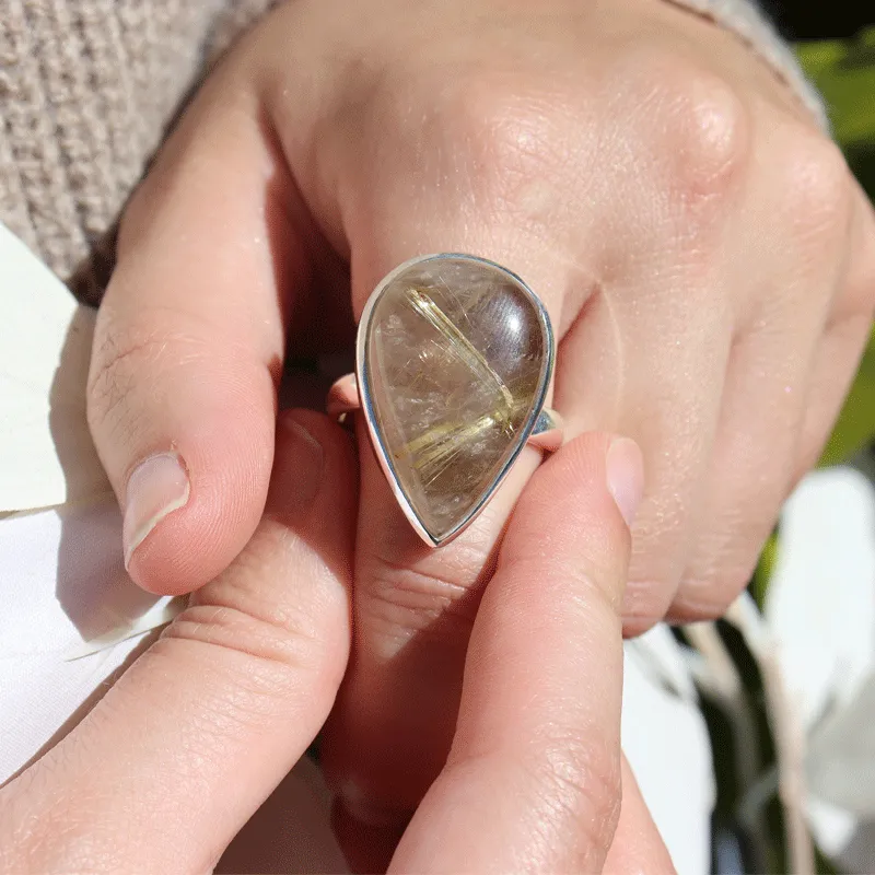 Eesha Rutilated Quartz Teardrop Ring