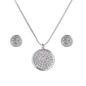 Elegant Crystal Disc Pendant and Earrings Set