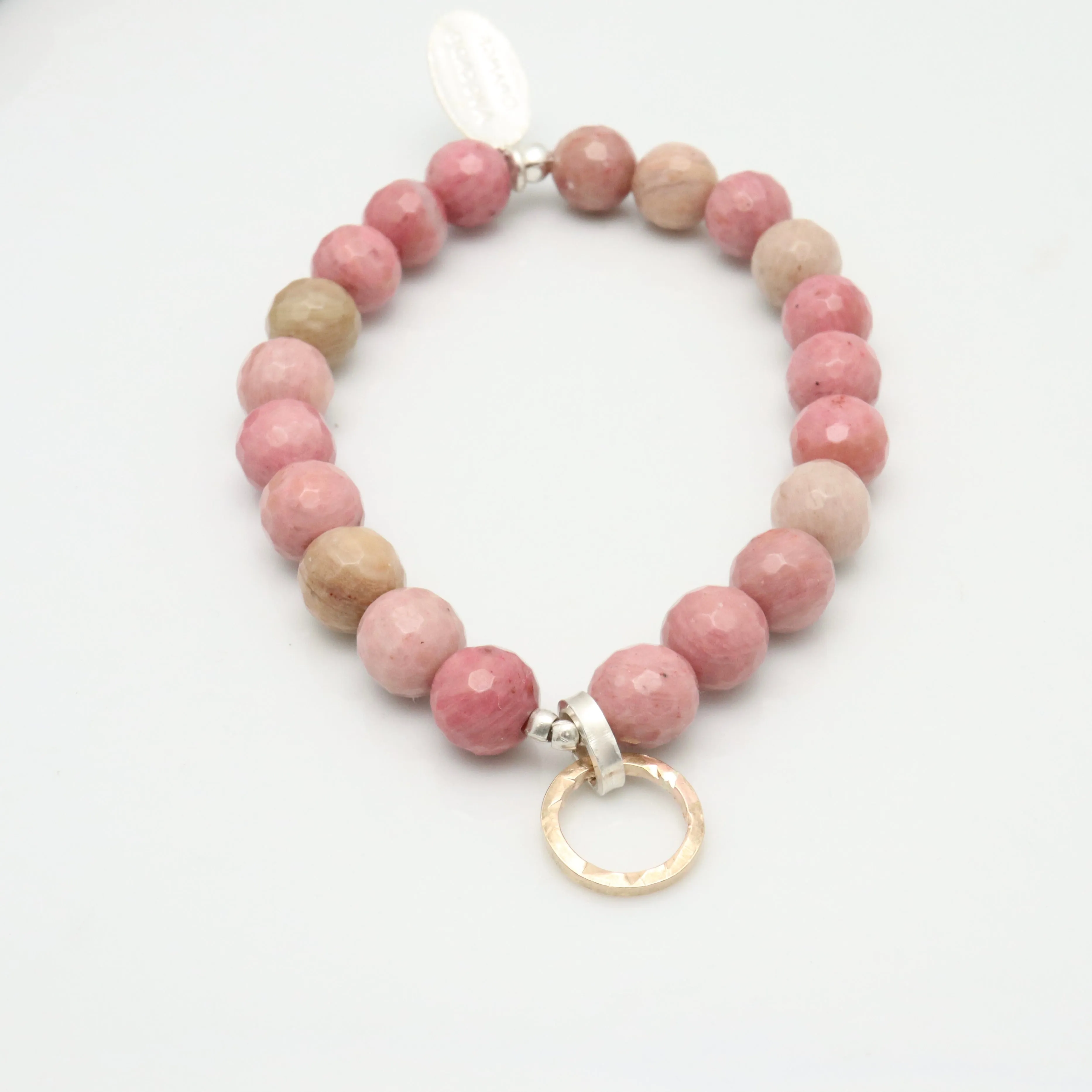 Ellipse Collection: Rhodonite & Gold Fill Ellipse Pendant Stretch Bracelet