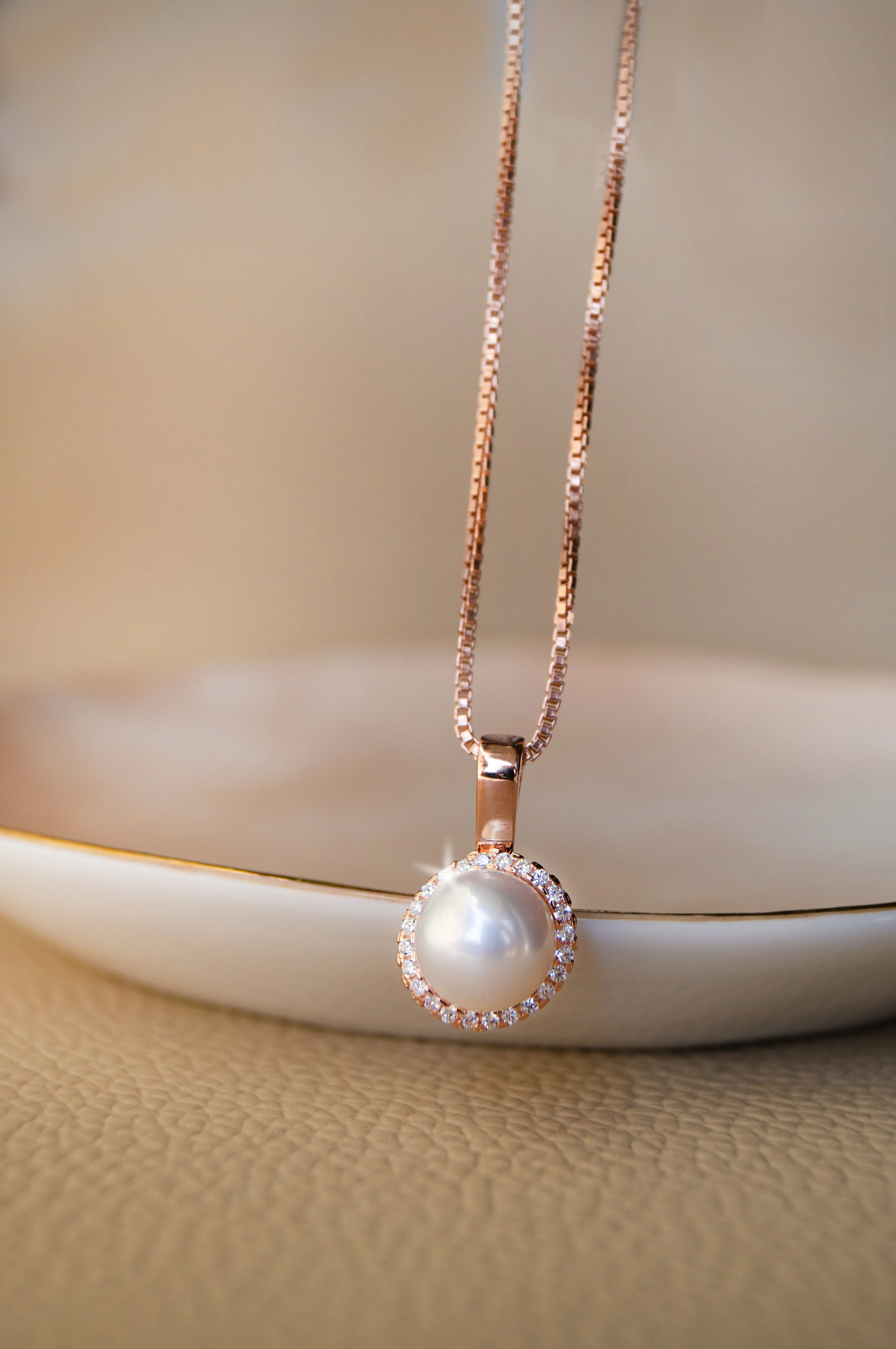 Encircled Pearl Rose Gold Plated Sterling Silver Pendant