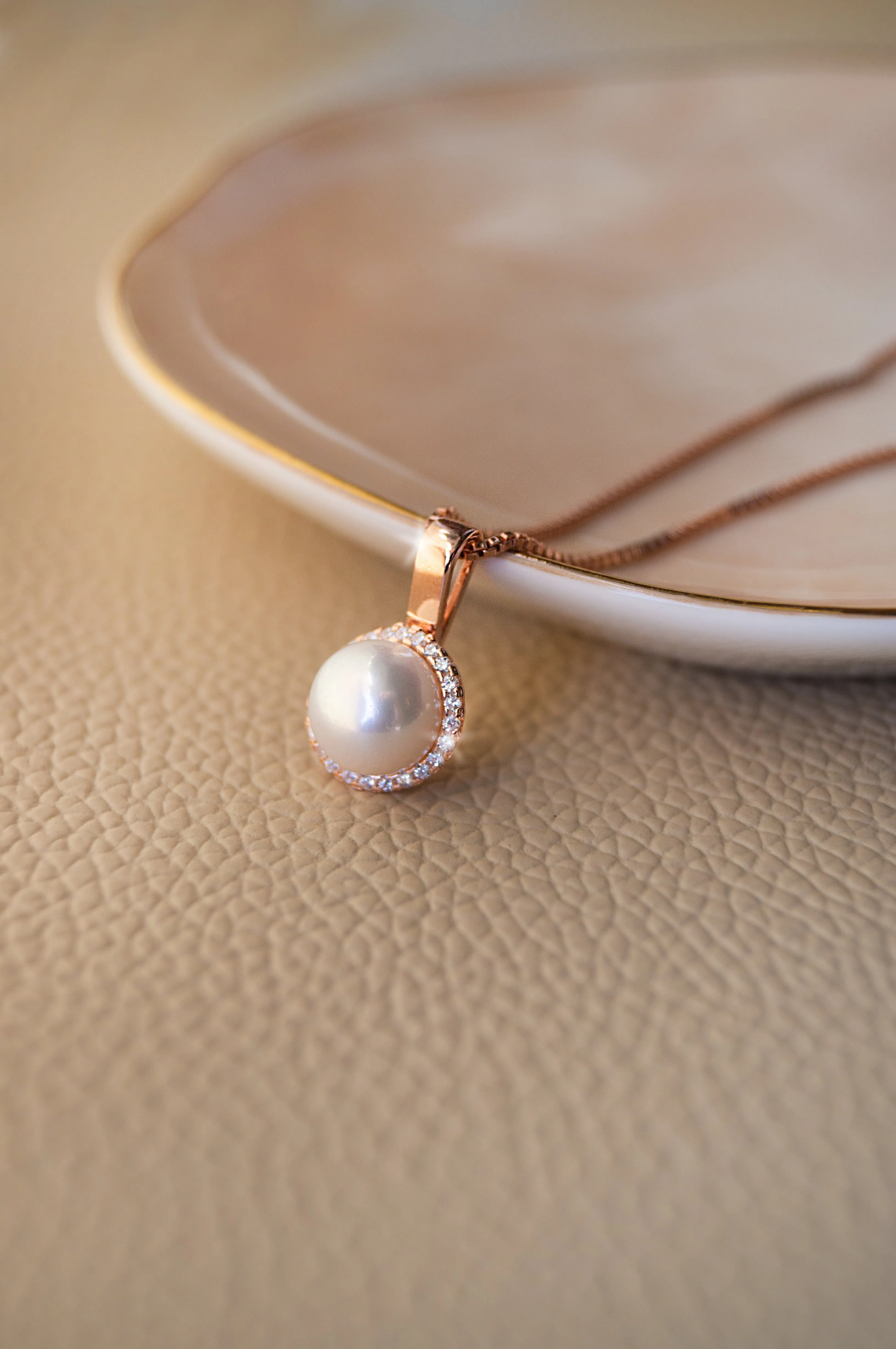 Encircled Pearl Rose Gold Plated Sterling Silver Pendant