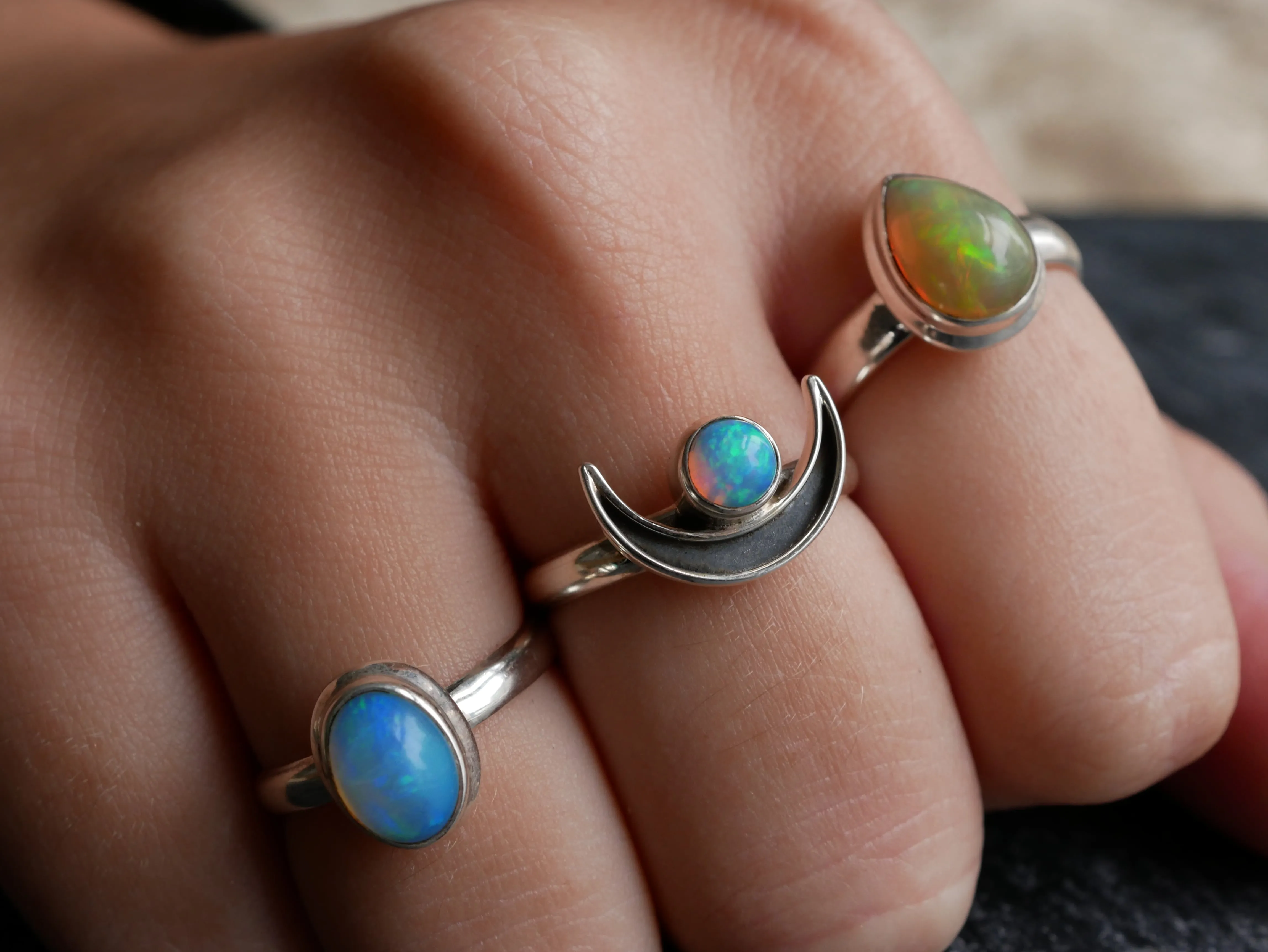 Ethiopian Opal Ari Ring - Teardrop