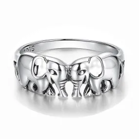 Fine Auspicious Elephant 925 Sterling Silver Thai Charm Ring