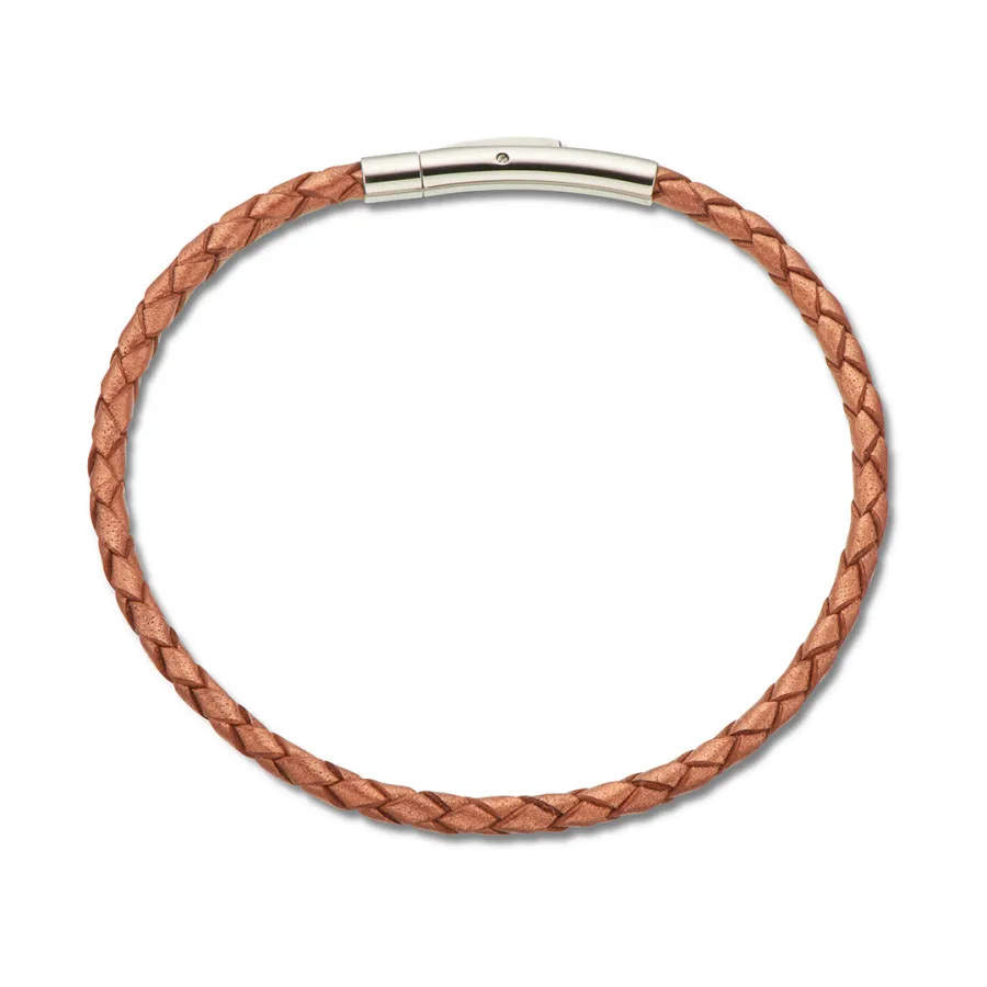 Fine Leather Braided Bracelet - Copper