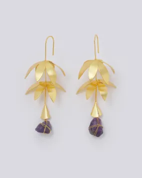 Floral Chandelier Amethyst Earrings