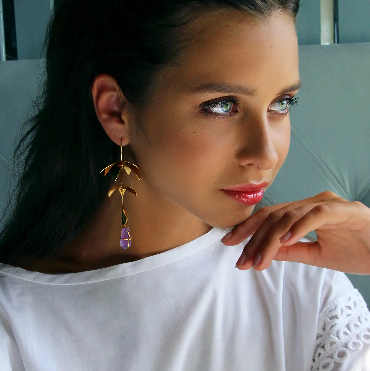 Floral Chandelier Amethyst Earrings