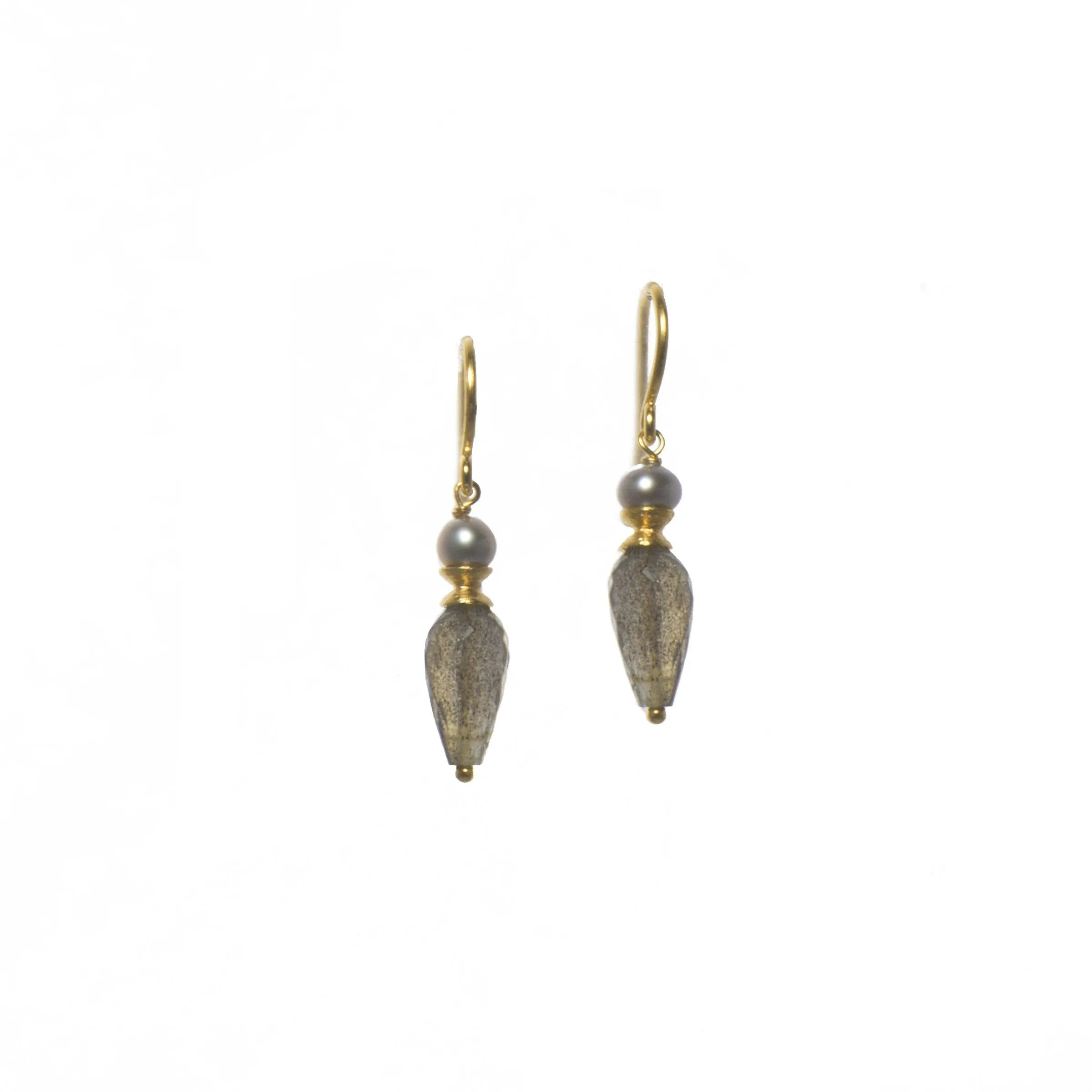 French Wire Teardrop Earrings Faceted 24K Fair Trade Gold Vermeil