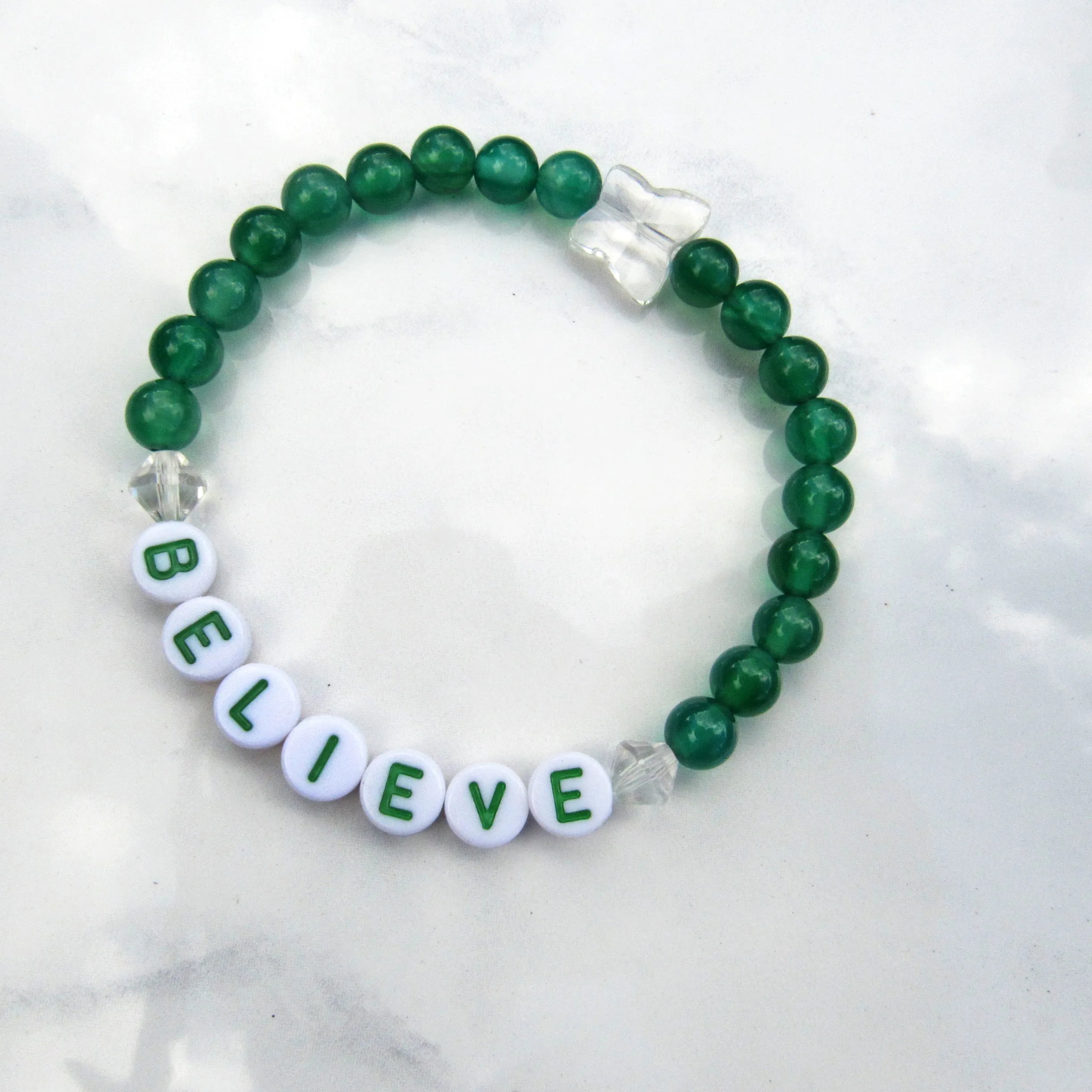 Genuine Agate Gemsotne BELIEVE stretch bracelets