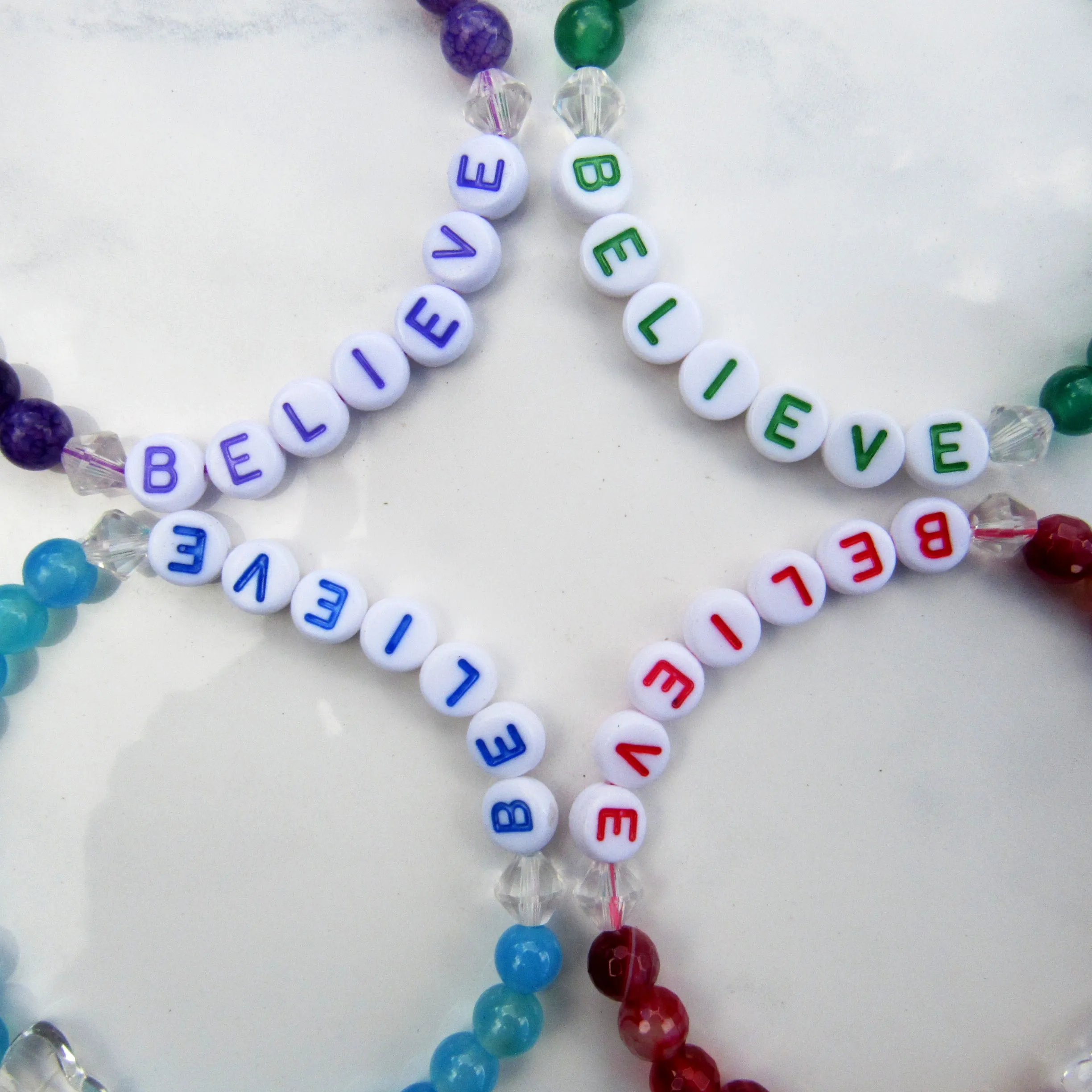 Genuine Agate Gemsotne BELIEVE stretch bracelets