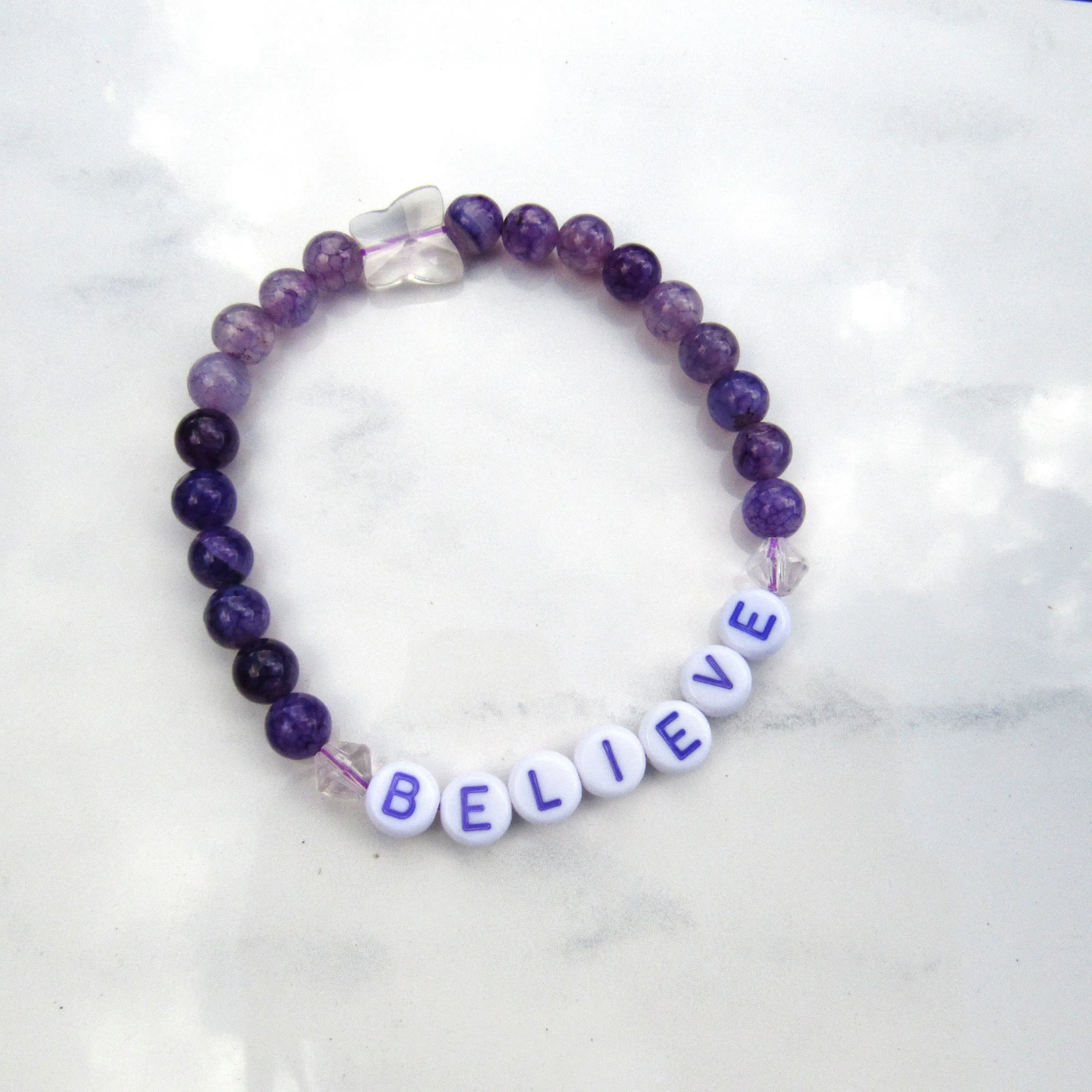 Genuine Agate Gemsotne BELIEVE stretch bracelets