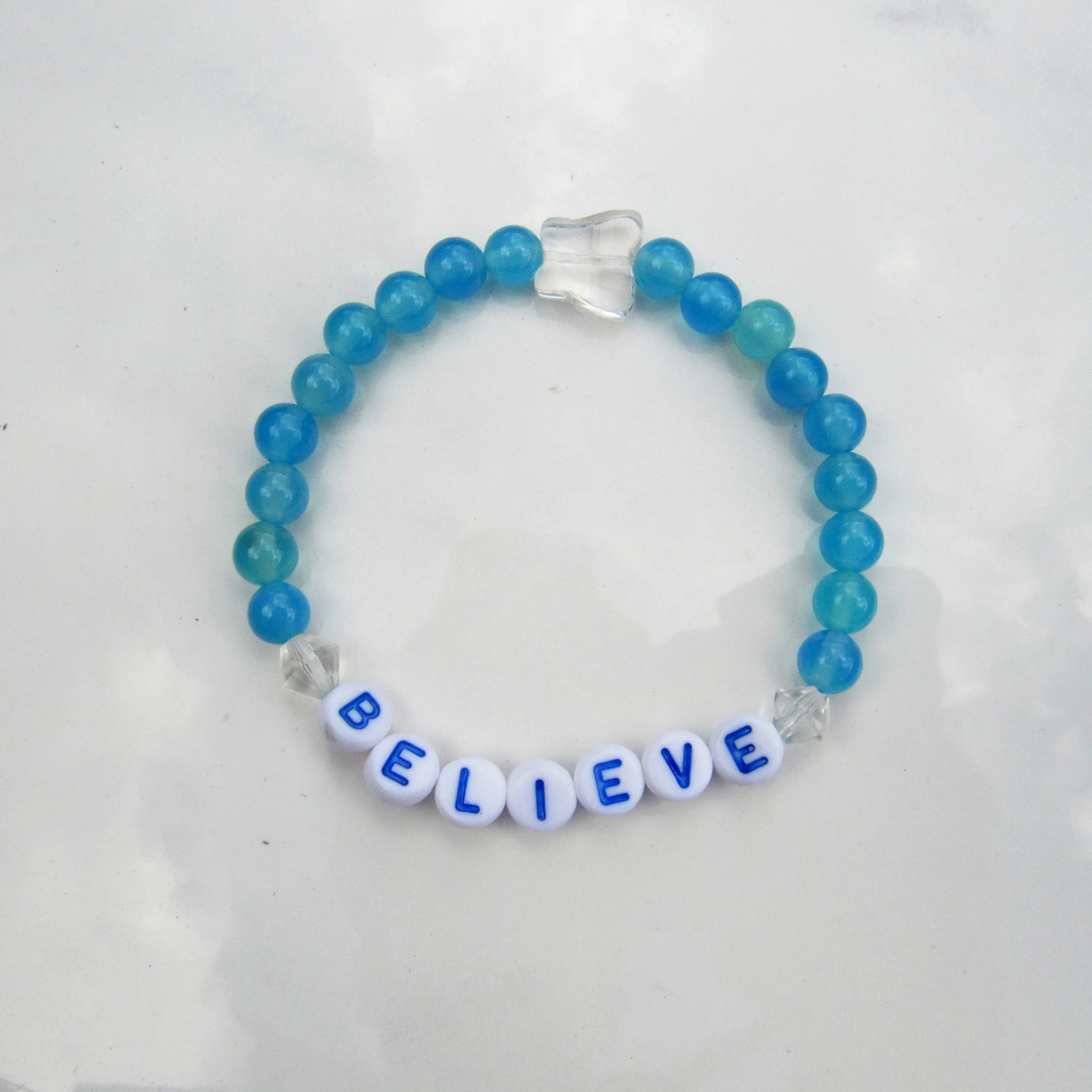 Genuine Agate Gemsotne BELIEVE stretch bracelets