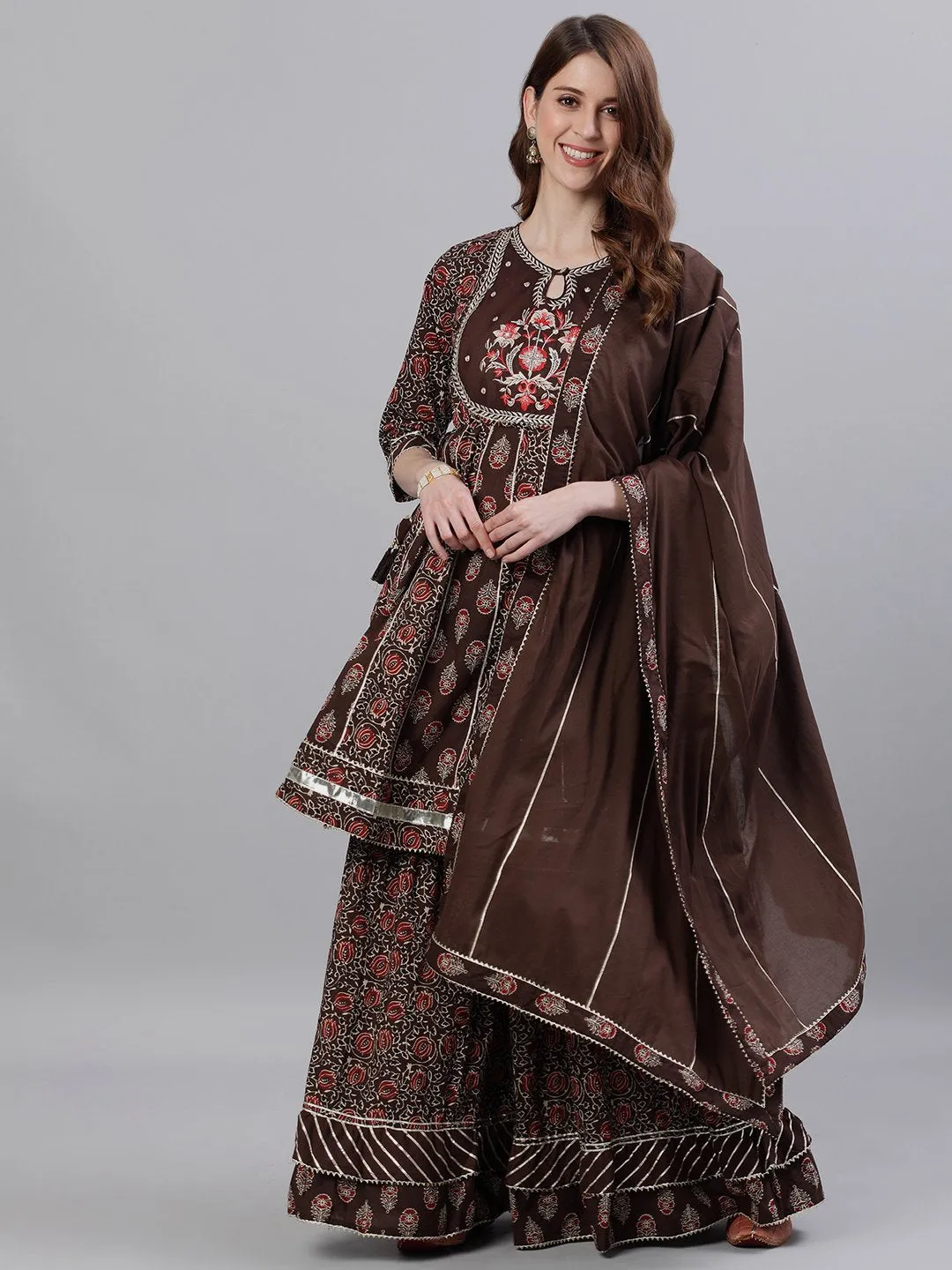 Ghoomar - Embroidered Peplum Kurta Set