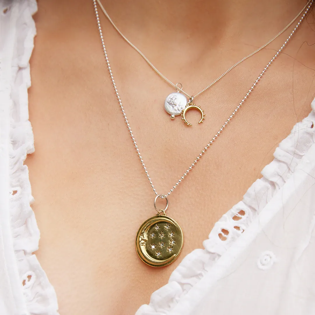 Goddess Moon and Pearl Amulet Necklace