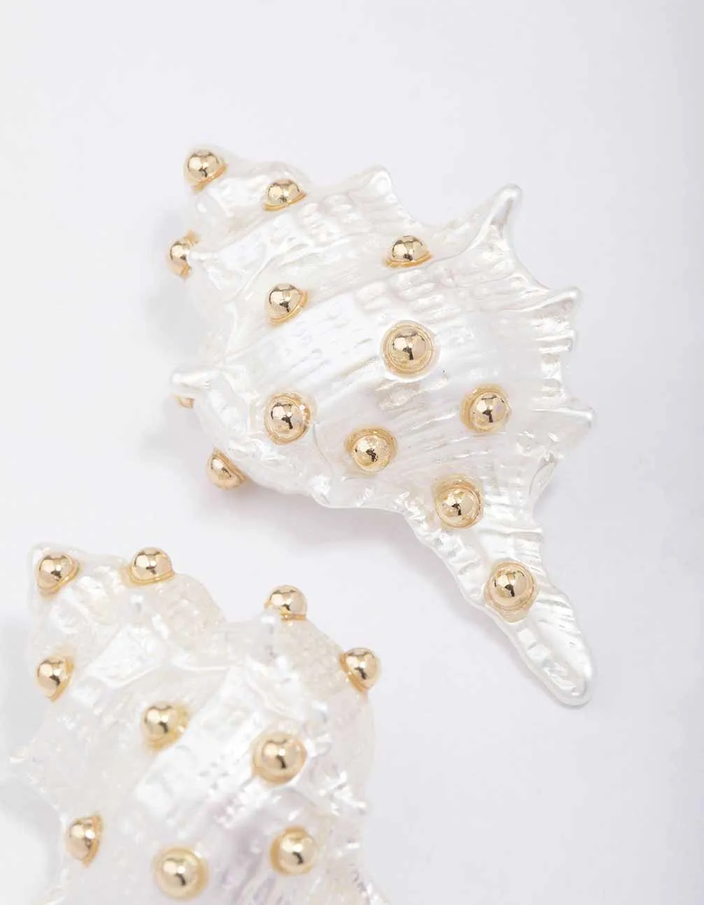 Gold Acrylic Statement Shell Stud Earrings