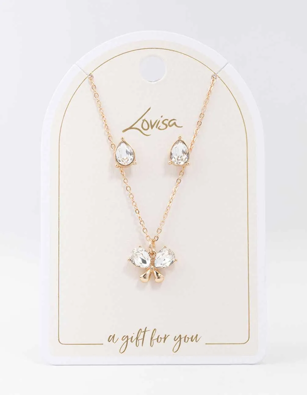 Gold Diamante Butterfly Jewellery Set