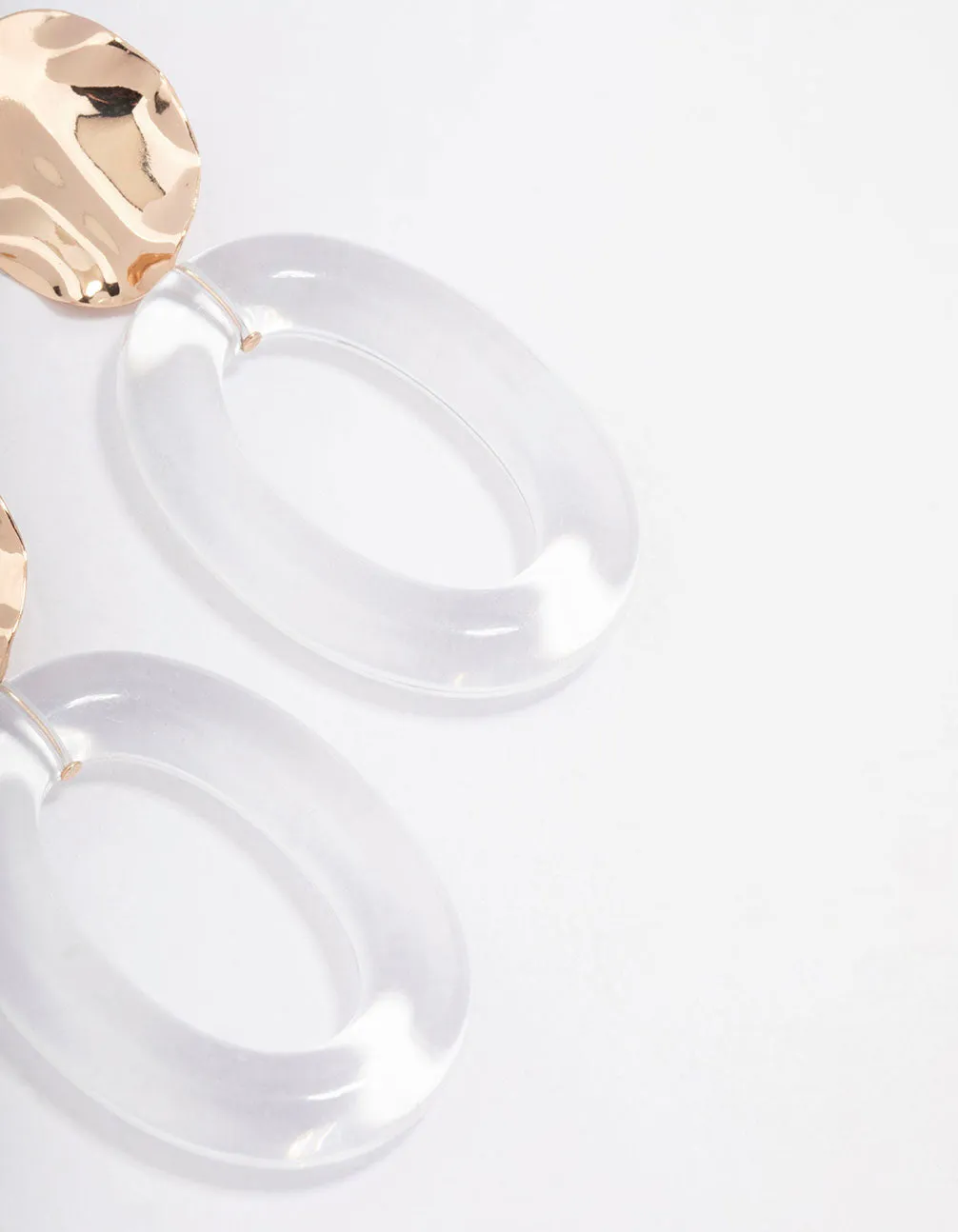 Gold Disc Transparent Drop Earrings