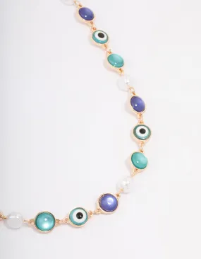 Gold Evil Eye Short Necklace