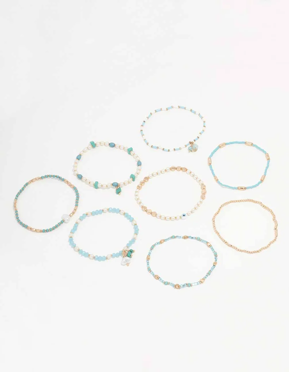 Gold Mixed Facet Pearly Beaded Bracelet Pack