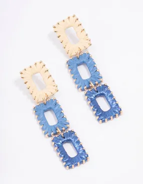 Gold Rectangle Drop Earrings