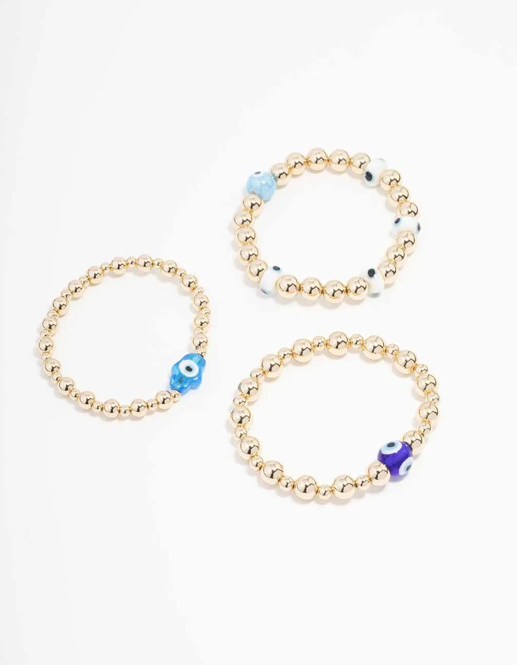 Gold Stretch Evil Eye Bracelet 3-Pack