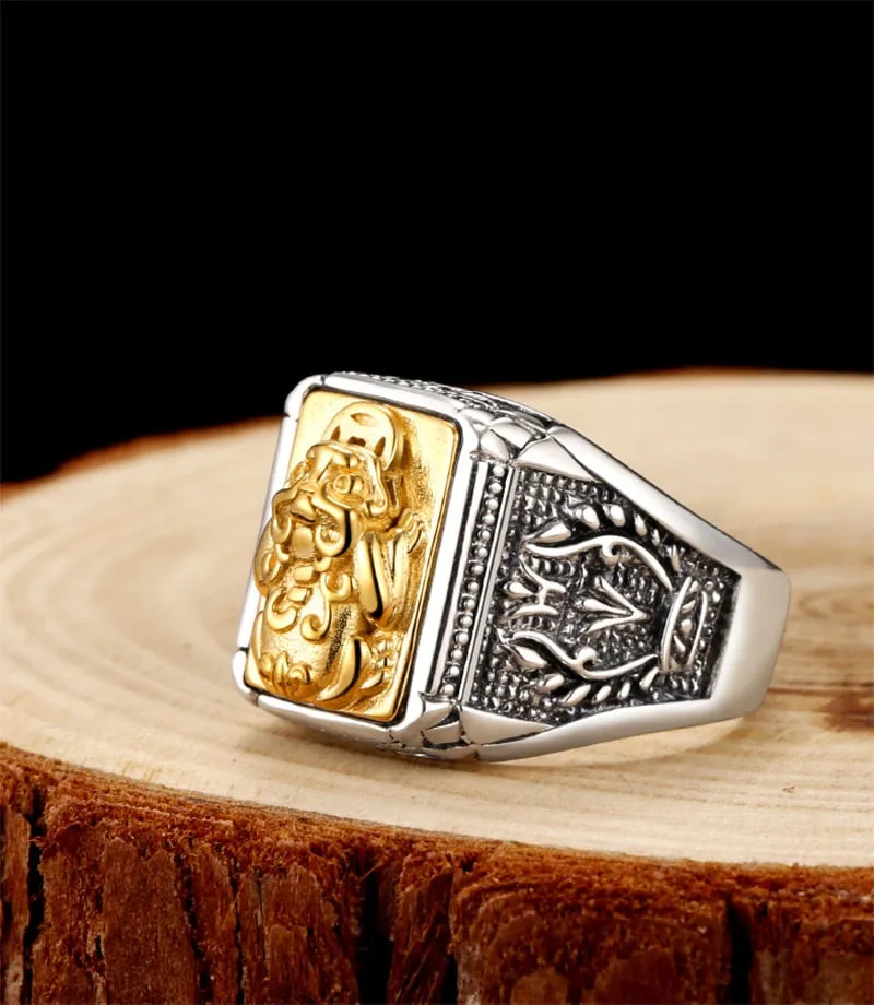 Golden Brave Troops 925 Sterling Silver Trendy Ring