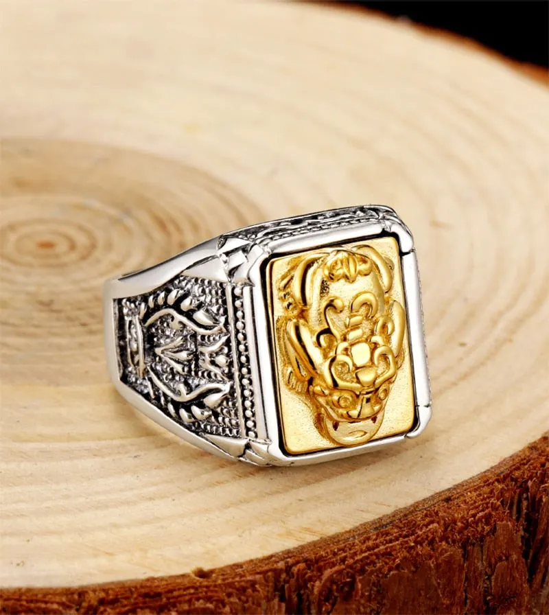 Golden Brave Troops 925 Sterling Silver Trendy Ring