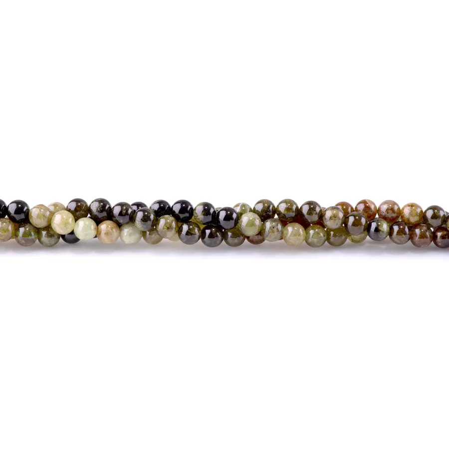 Green Garnet 6mm Round Banded - 15-16 Inch