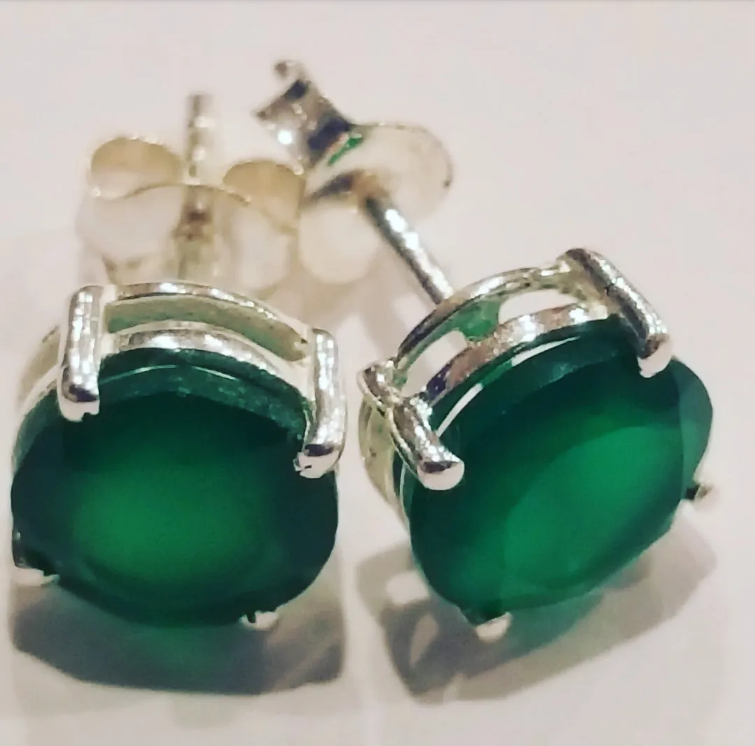 Green Onyx stud earrings