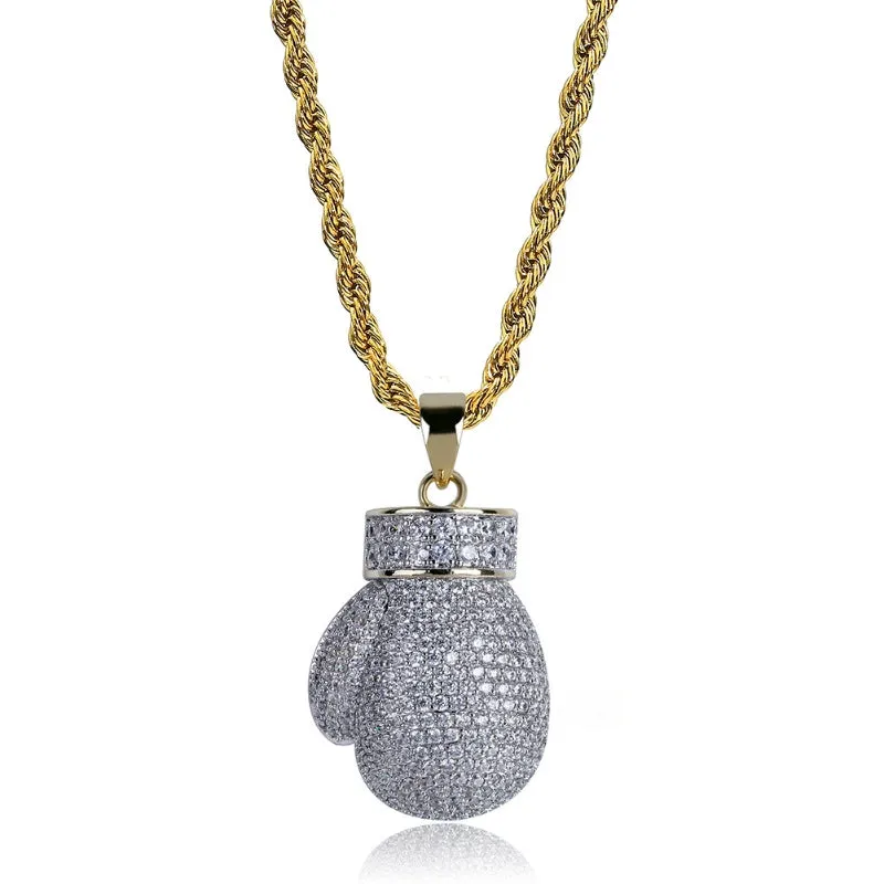 Hip-hop full diamond boxing gloves pendant