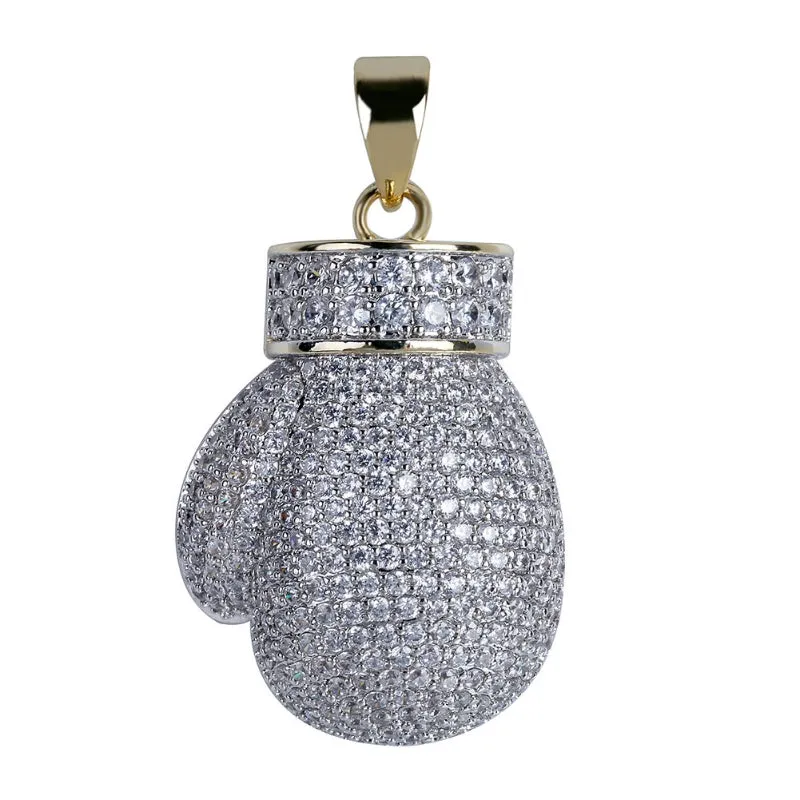 Hip-hop full diamond boxing gloves pendant