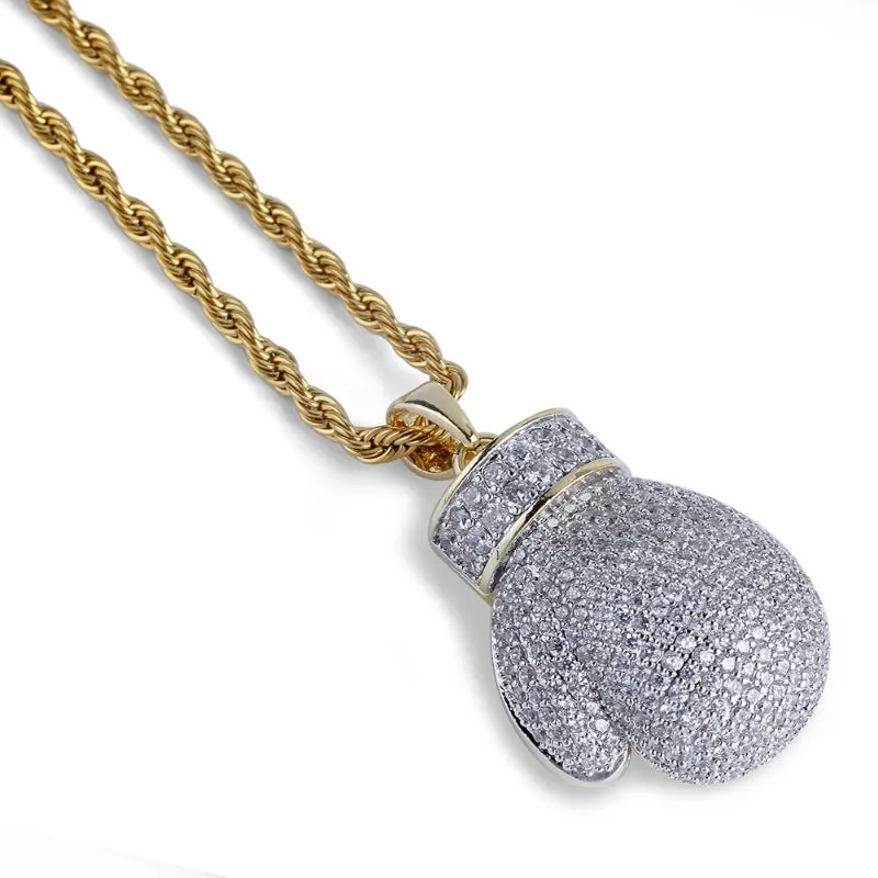 Hip-hop full diamond boxing gloves pendant