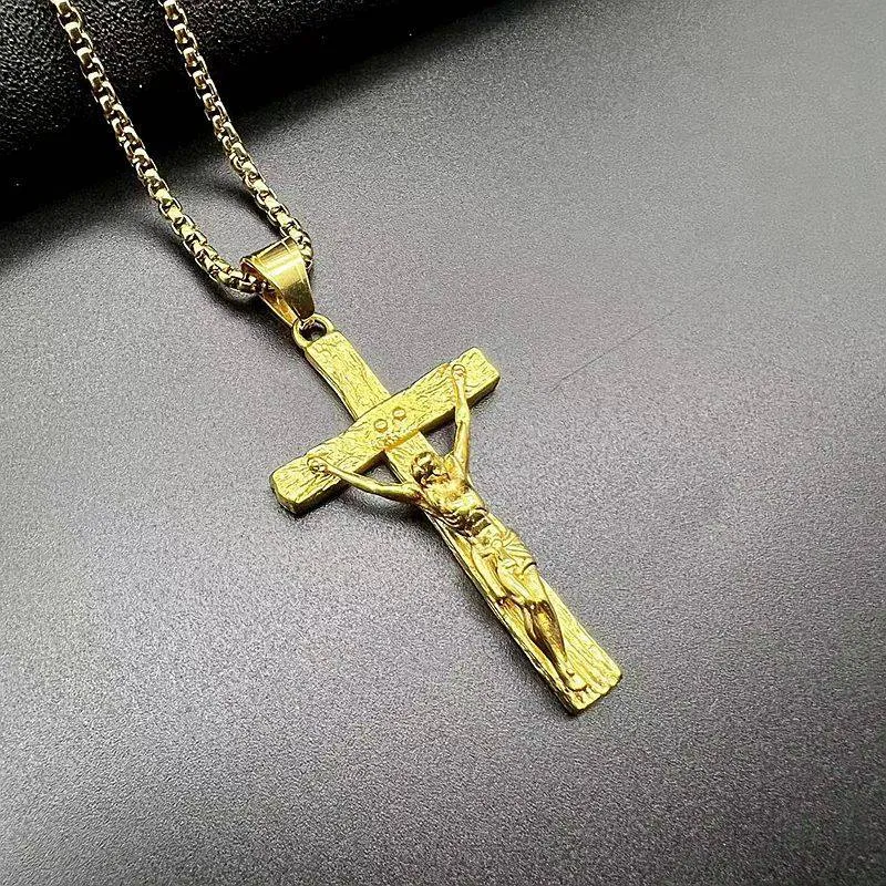 Hip Hop Titanium Steel Vacuum Plating Jehovah's Passion Cross Pendant