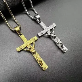 Hip Hop Titanium Steel Vacuum Plating Jehovah's Passion Cross Pendant