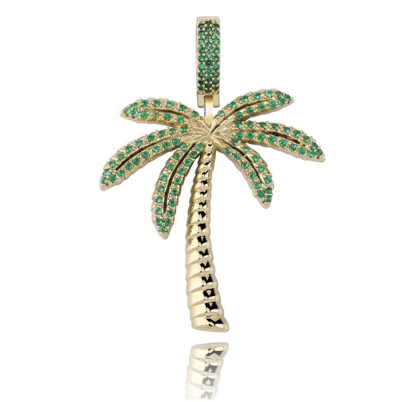 Iced Coconut tree solid pendant