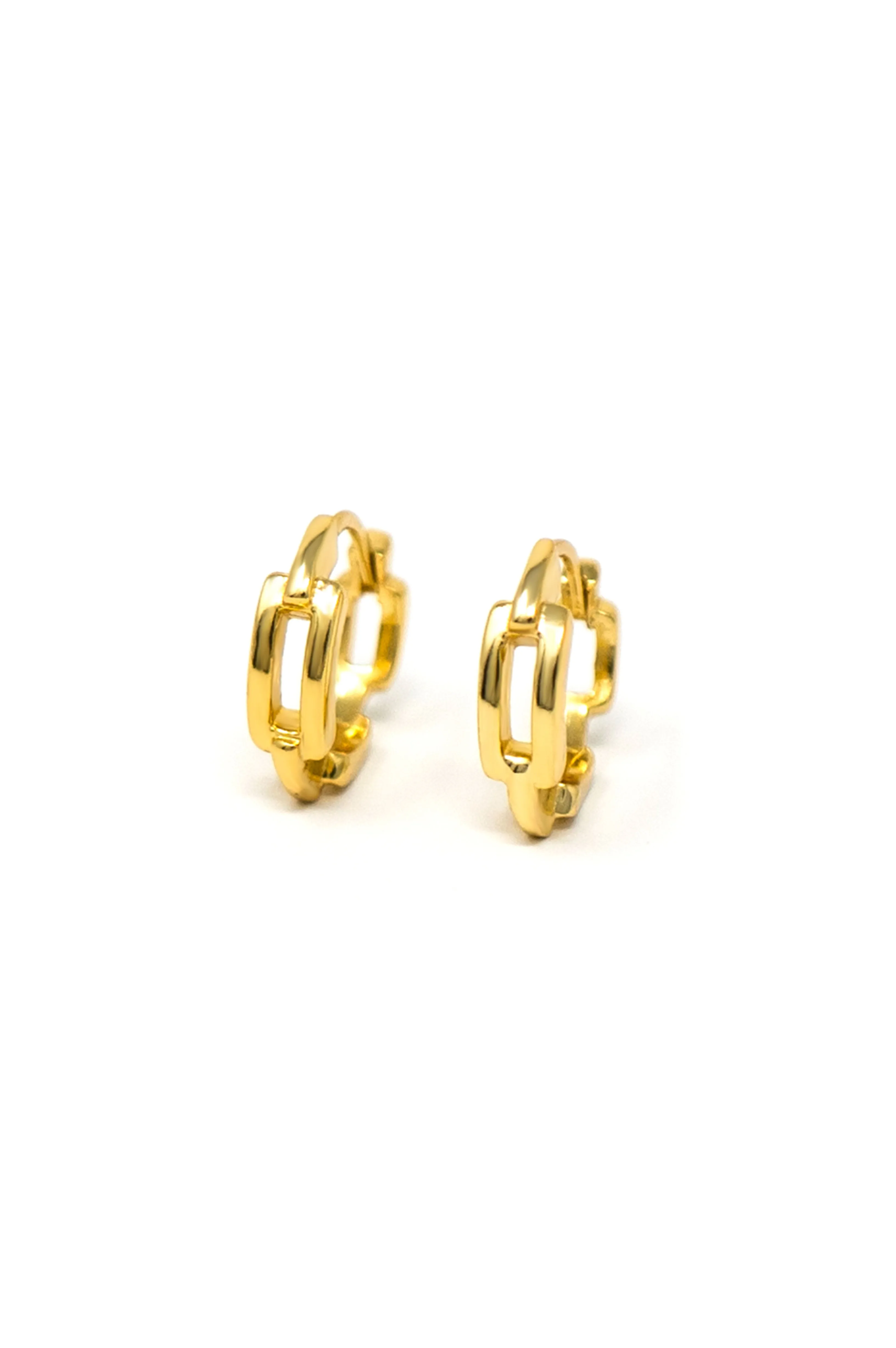 Interlinked Front And Back Gold Plated Sterling Silver Hoop Earrings