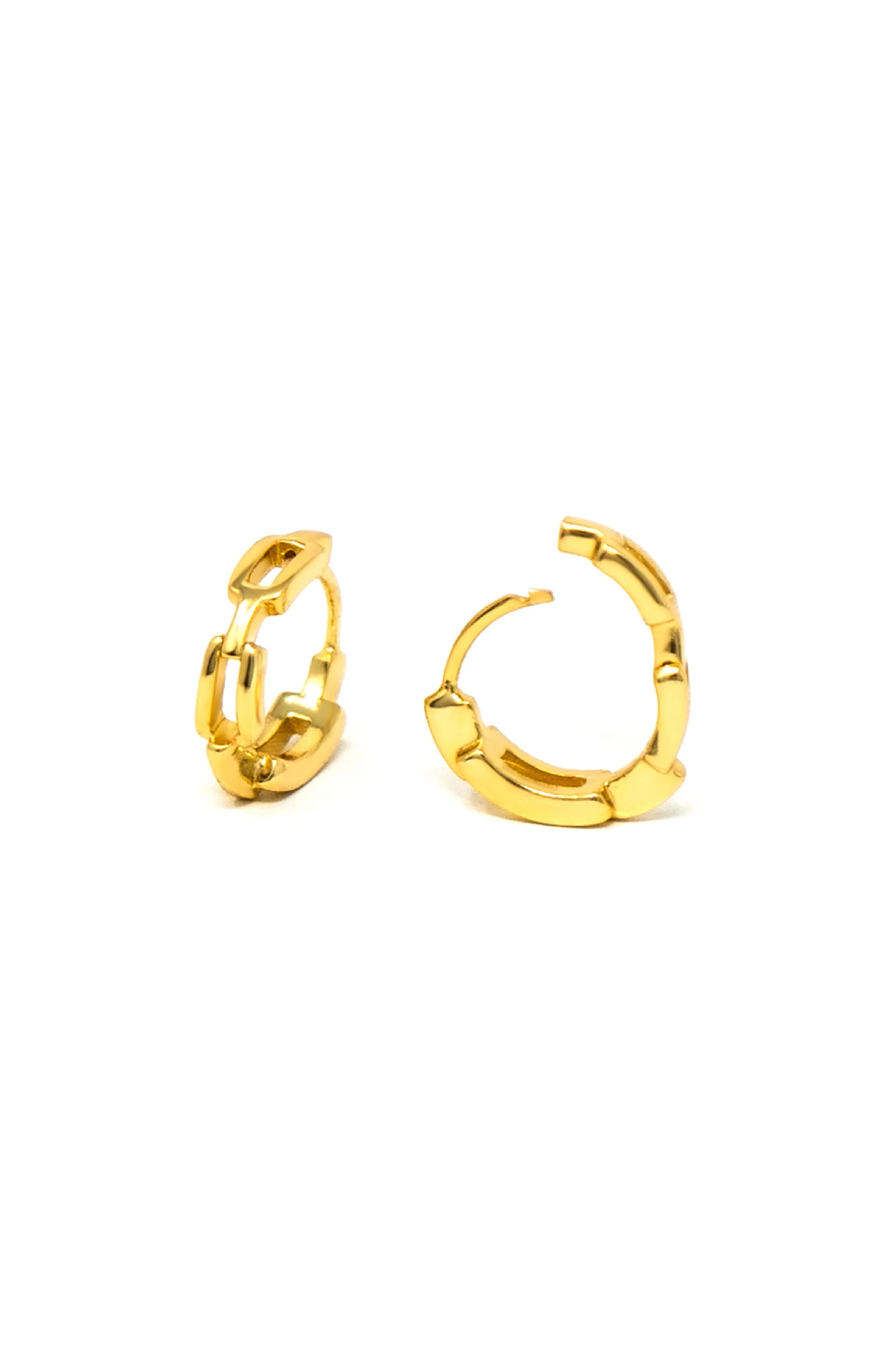 Interlinked Front And Back Gold Plated Sterling Silver Hoop Earrings