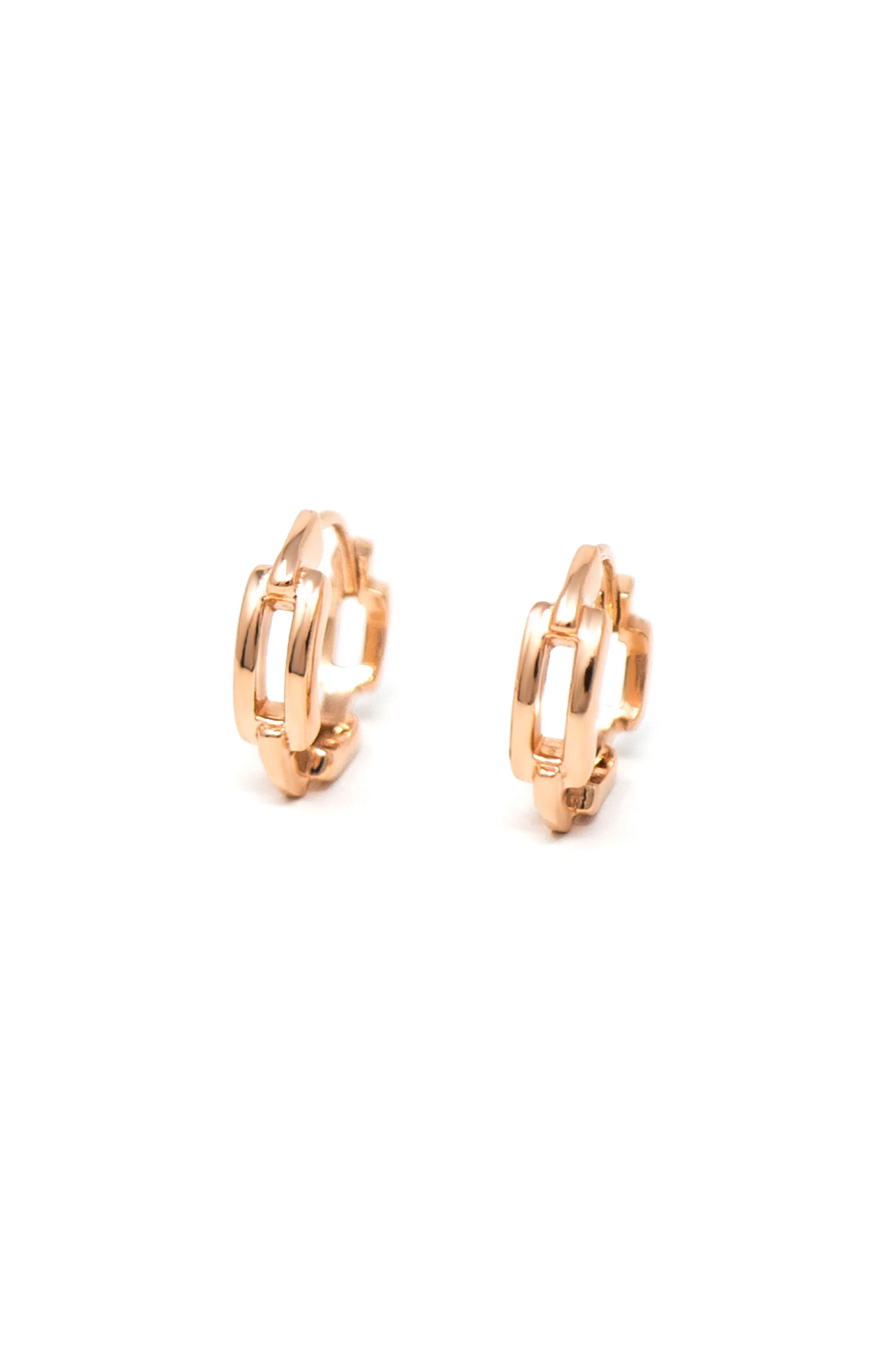 Interlinked Front And Back Gold Plated Sterling Silver Hoop Earrings