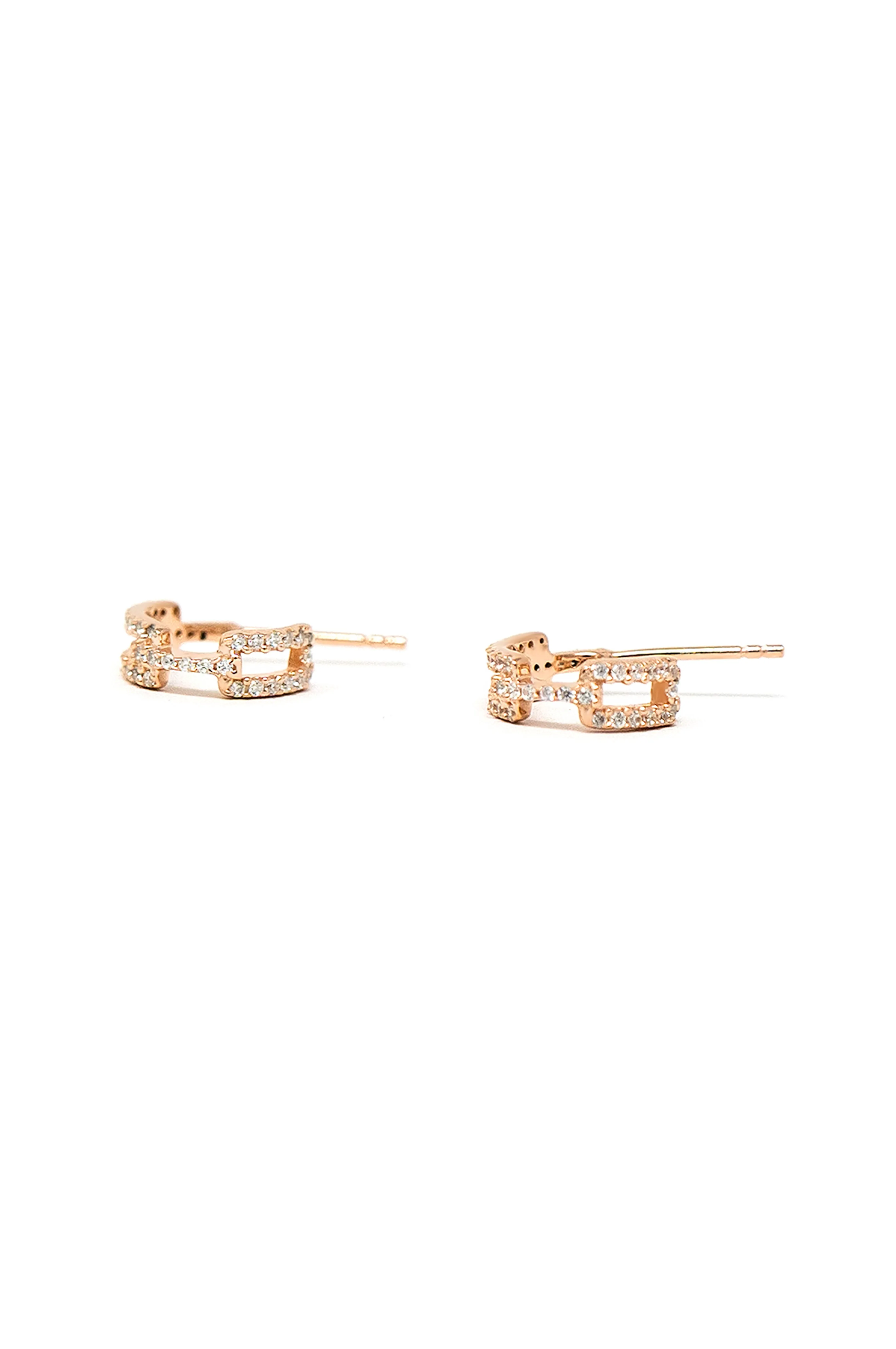 Interlinked Trendy Gold Plated Sterling Silver French Hoop Earrings