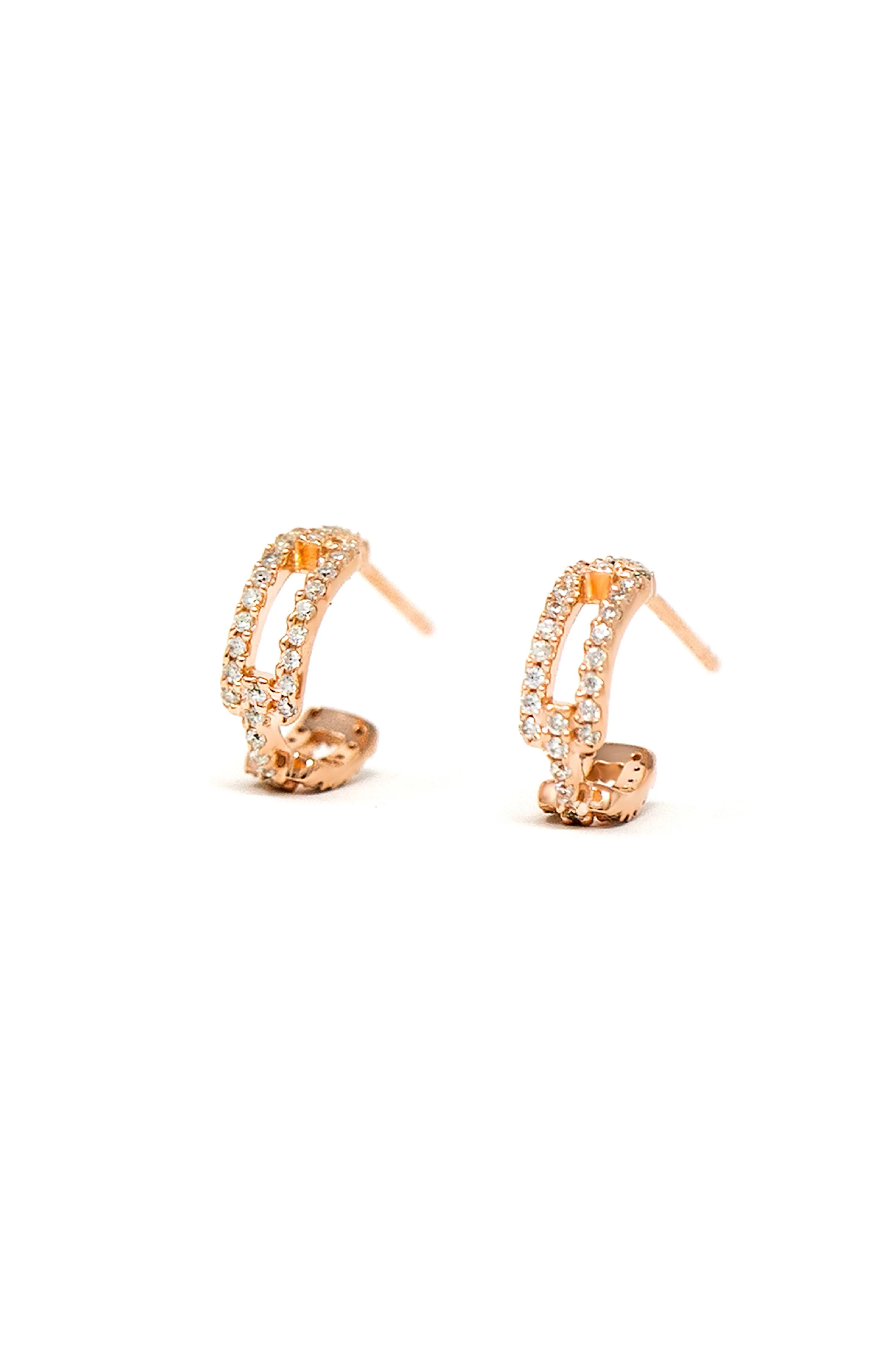 Interlinked Trendy Gold Plated Sterling Silver French Hoop Earrings