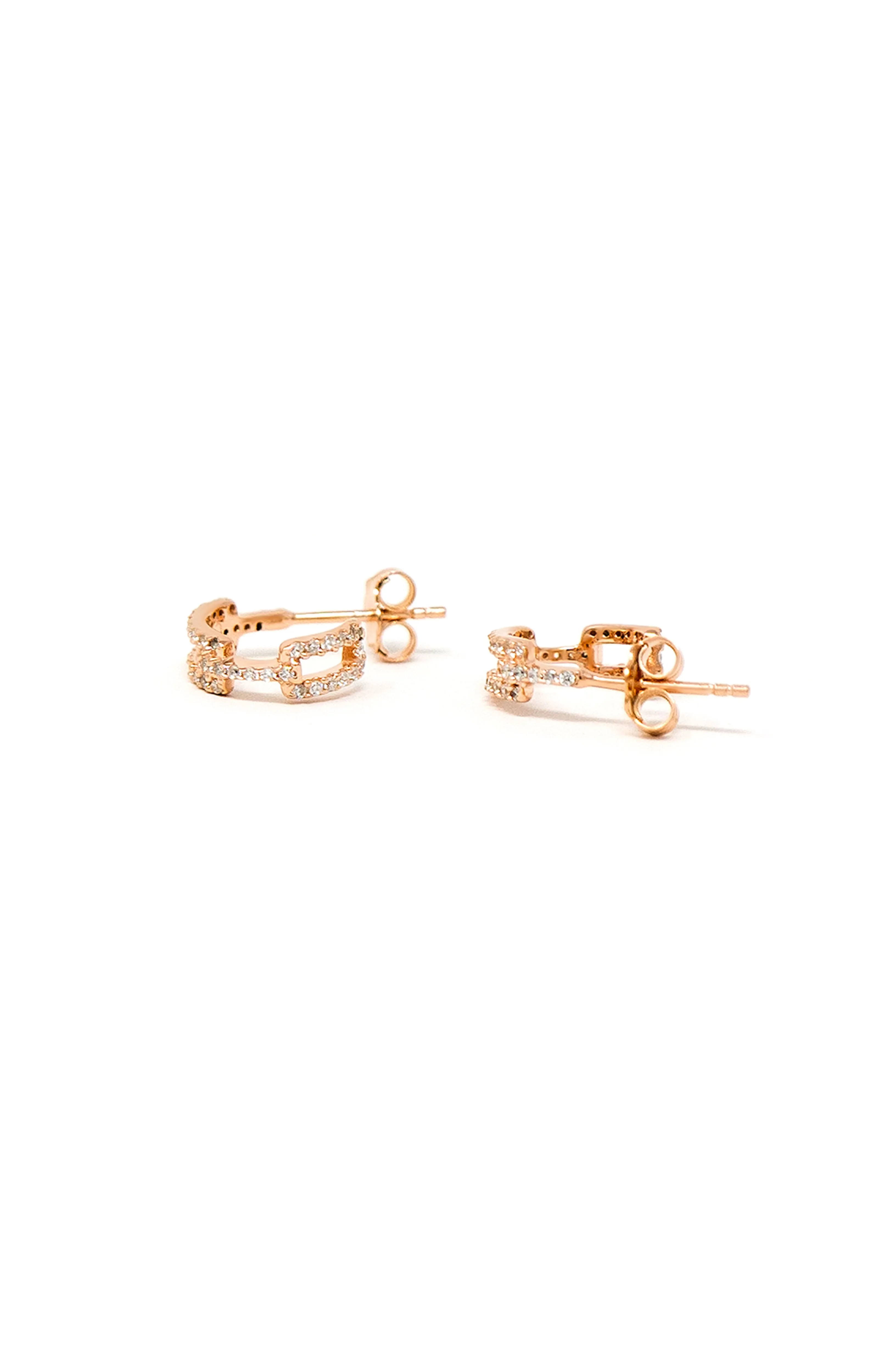 Interlinked Trendy Gold Plated Sterling Silver French Hoop Earrings