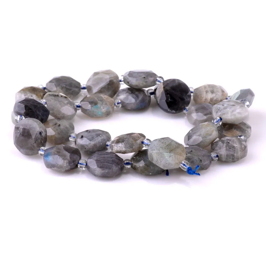 Labradorite 12mm Star Cut Coin - 15-16 Inch