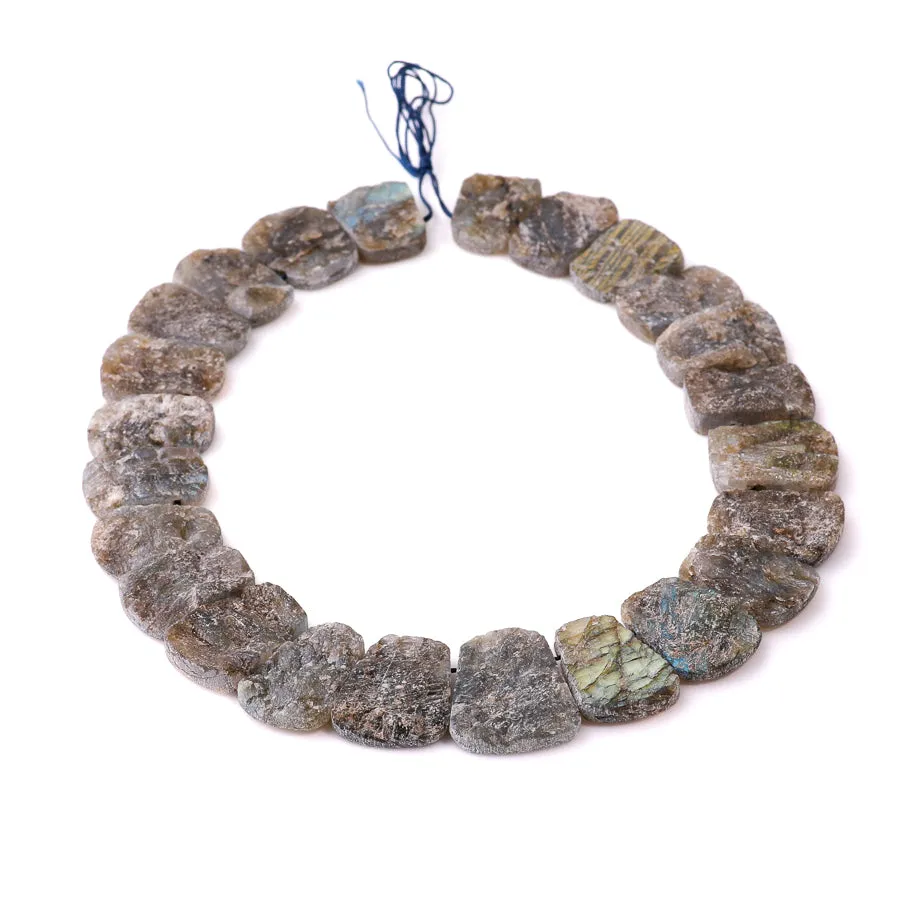 Labradorite 12x20-15x30mm Rounded Rough Collar - 15-16 Inch