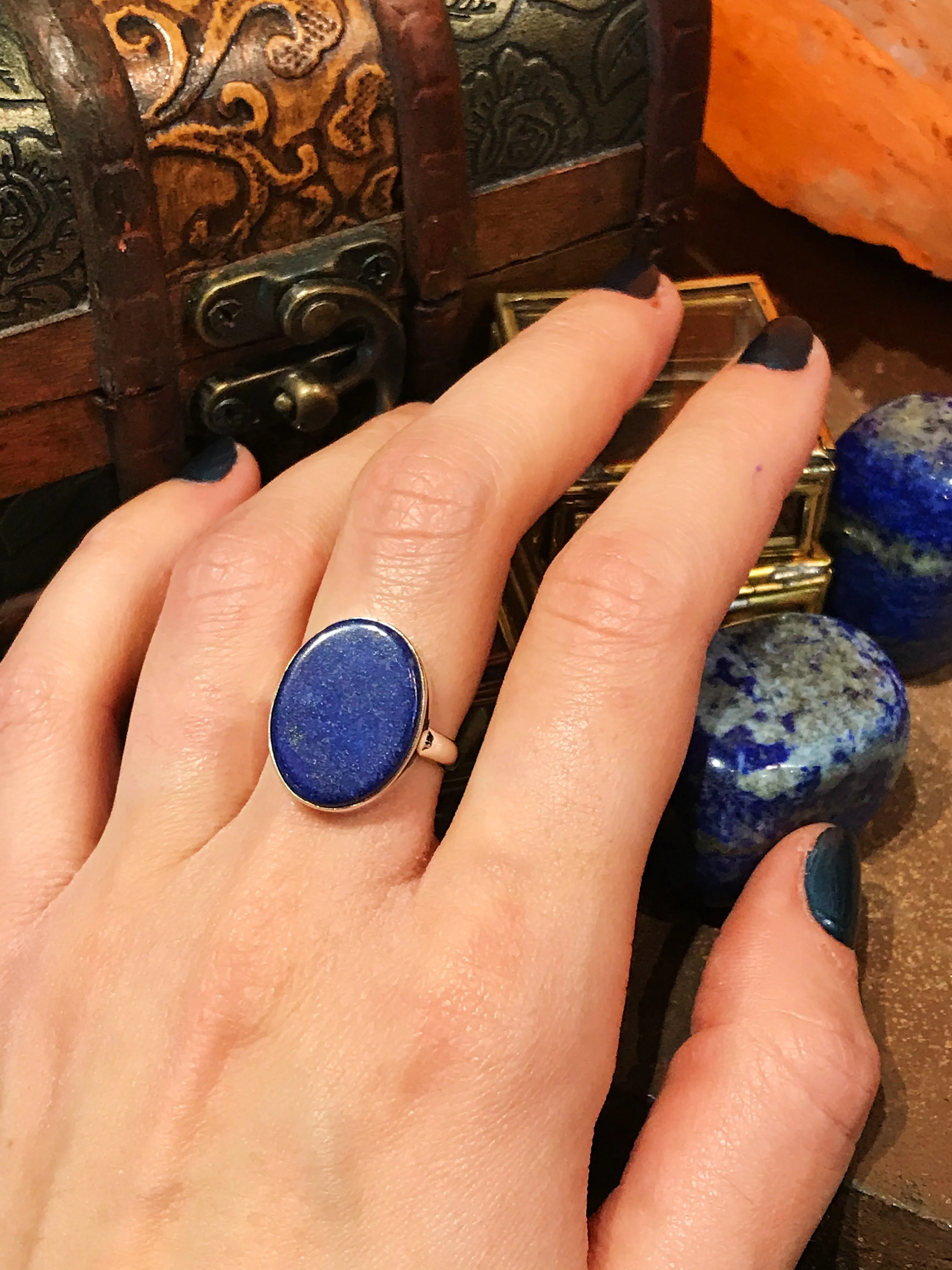 Lapis Lazuli Akoni Ring - Flat Oval