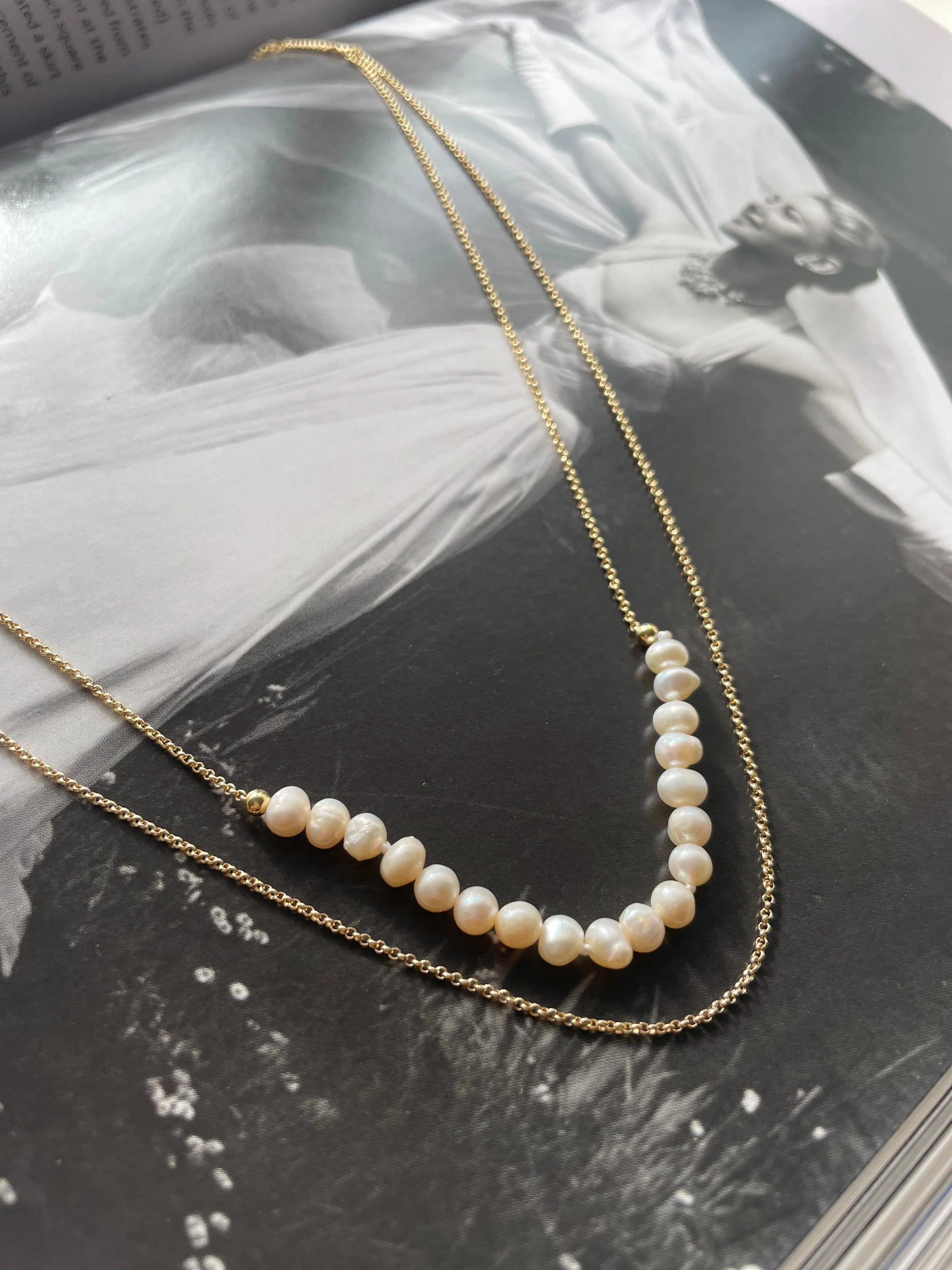 Leona Necklace - Freshwater Pearls & Gold