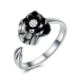 Lotus 925 Sterling Silver Adjustable Ring