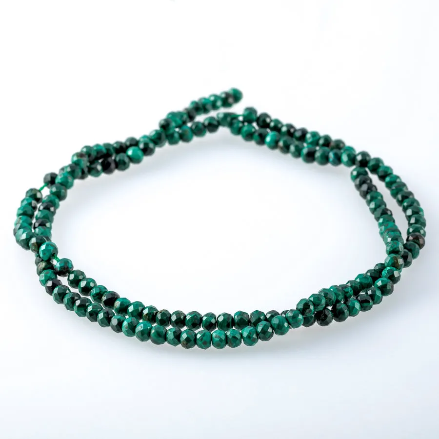 Malachite 3mm Rondelle Faceted - 15-16 Inch