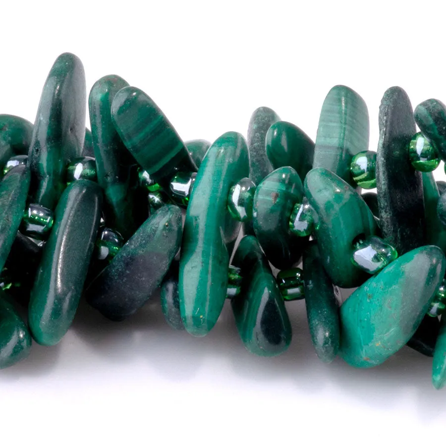 Malachite 5x10-20mm Top Drill Teeth - 15-16 Inch