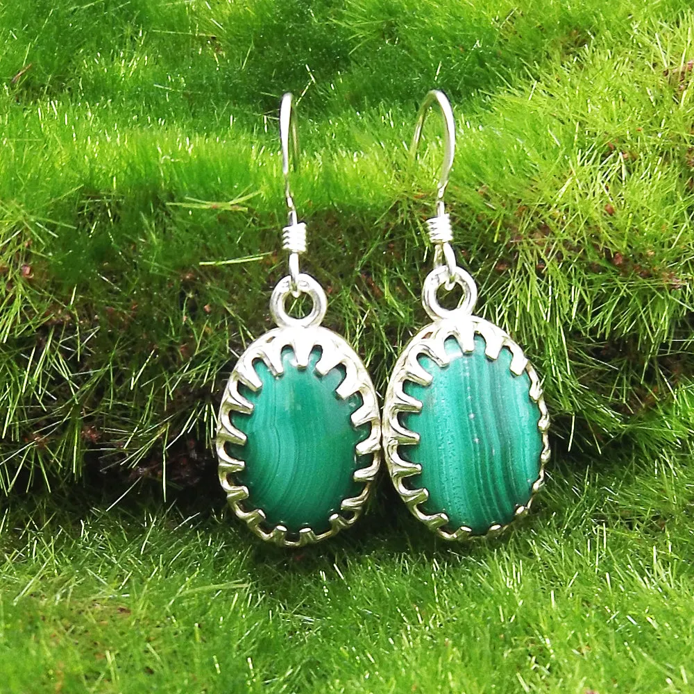 Malachite Sterling Silve Gemstone Earrings