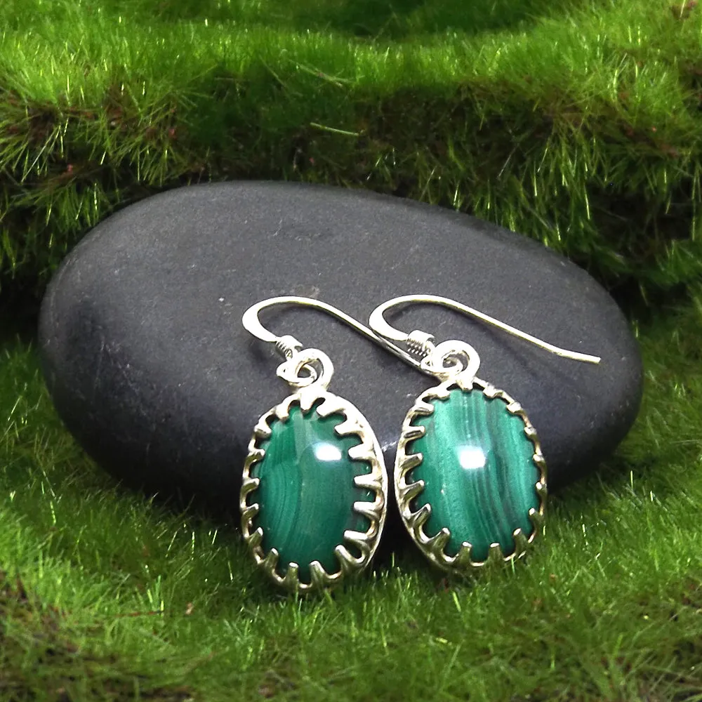 Malachite Sterling Silve Gemstone Earrings