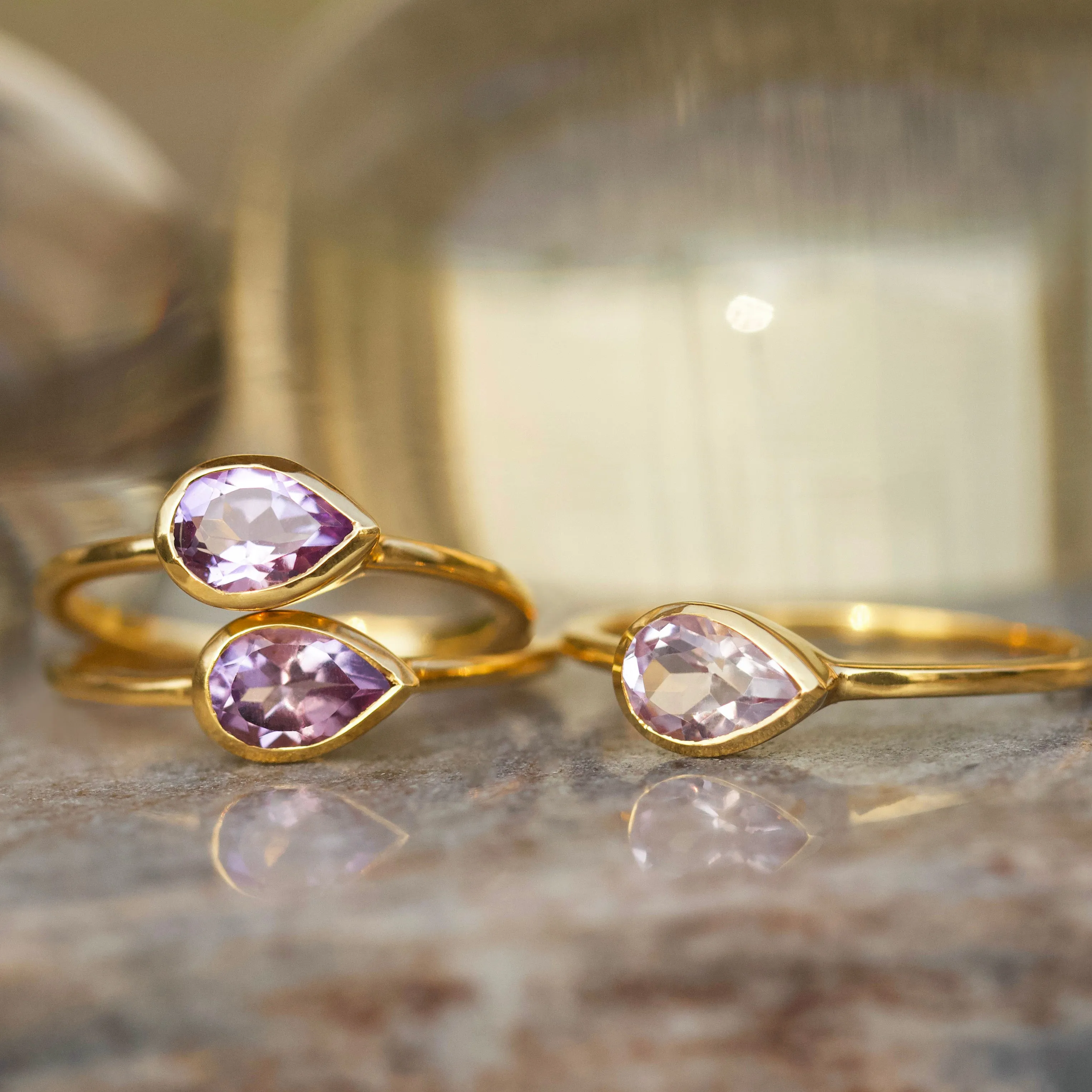 Margot Pink Amethyst Pear Ring